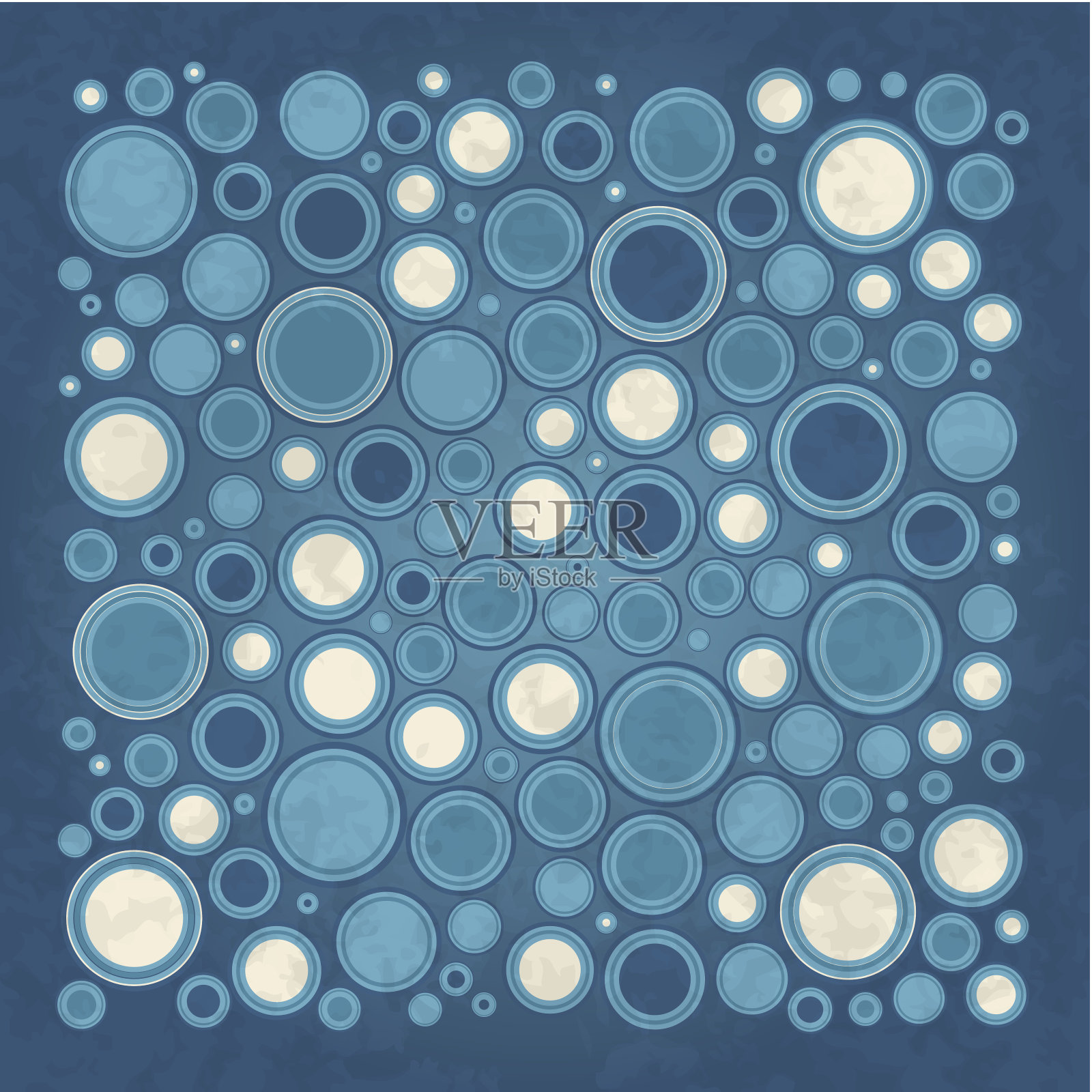 复古蓝色圆圈和斑点背景插画图片素材
