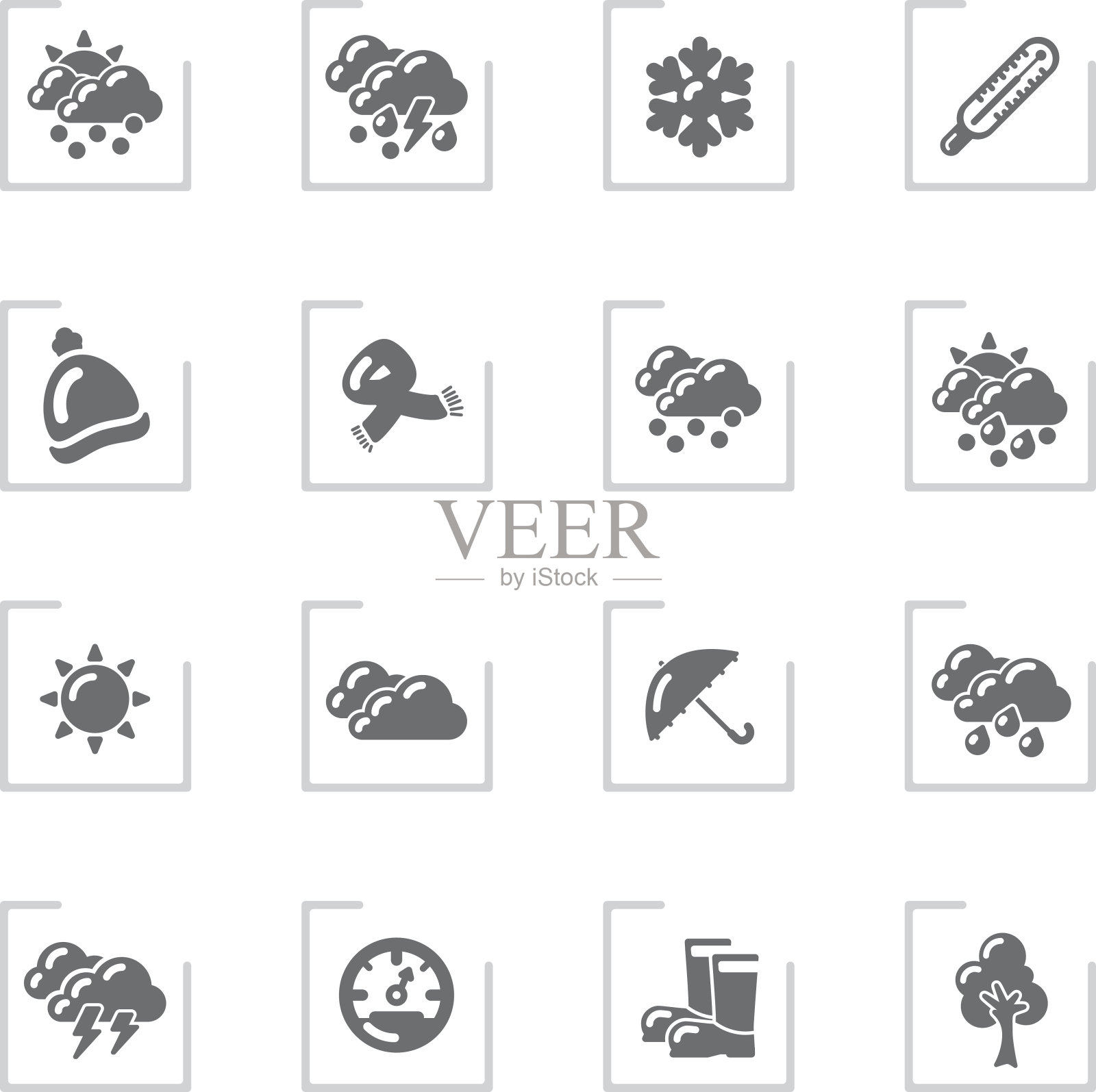 秋冬图标|框架灰色图标素材