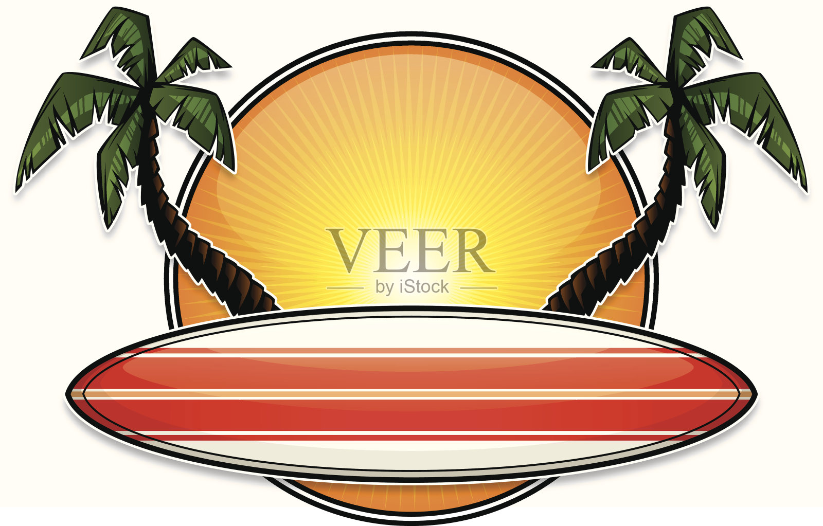 热带冲浪板设计插画图片素材