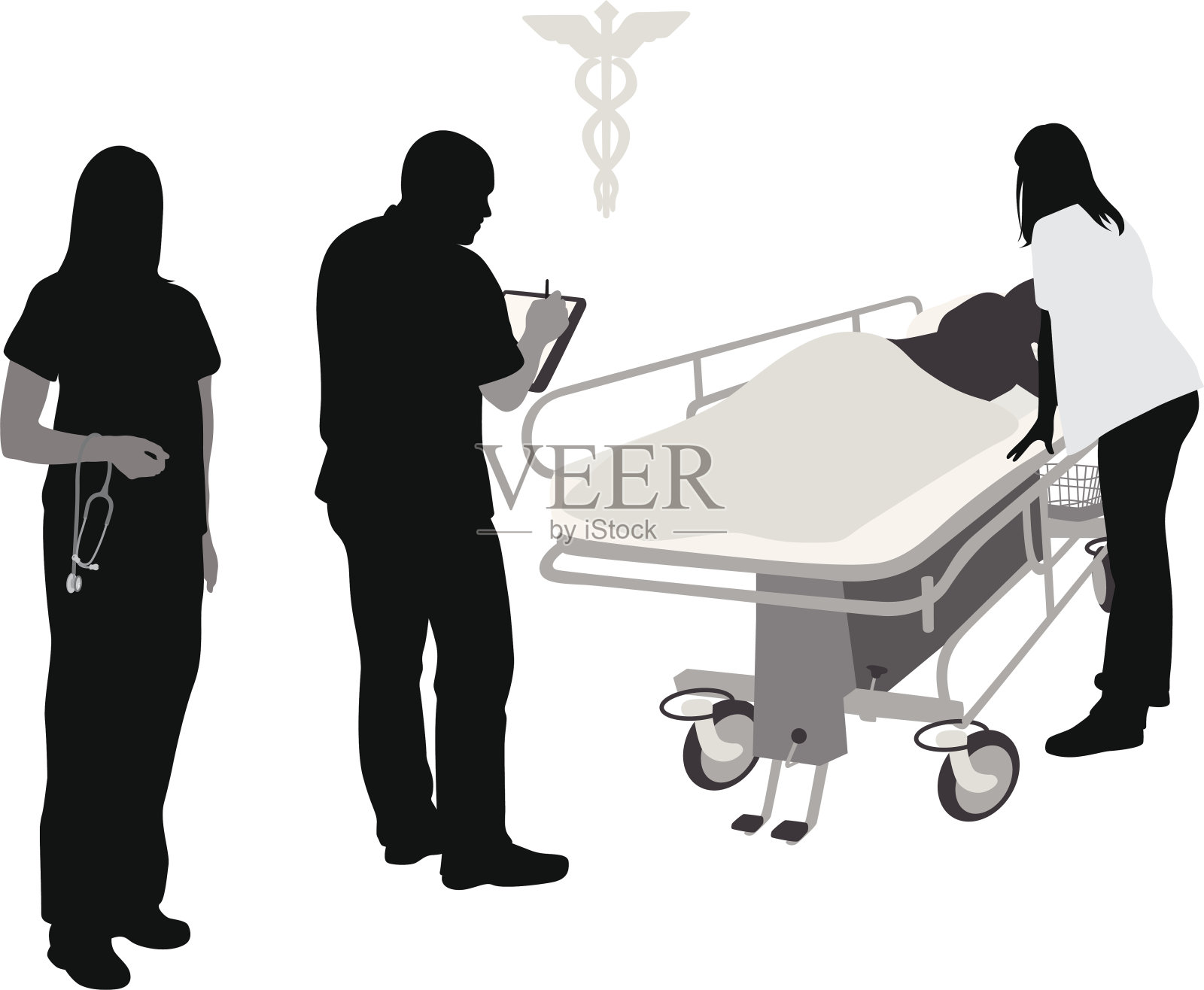 一对夫妇站在医院里插画图片素材