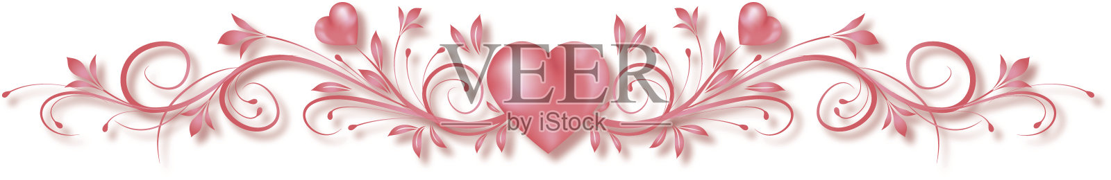 书法情人节心和卷轴插画图片素材