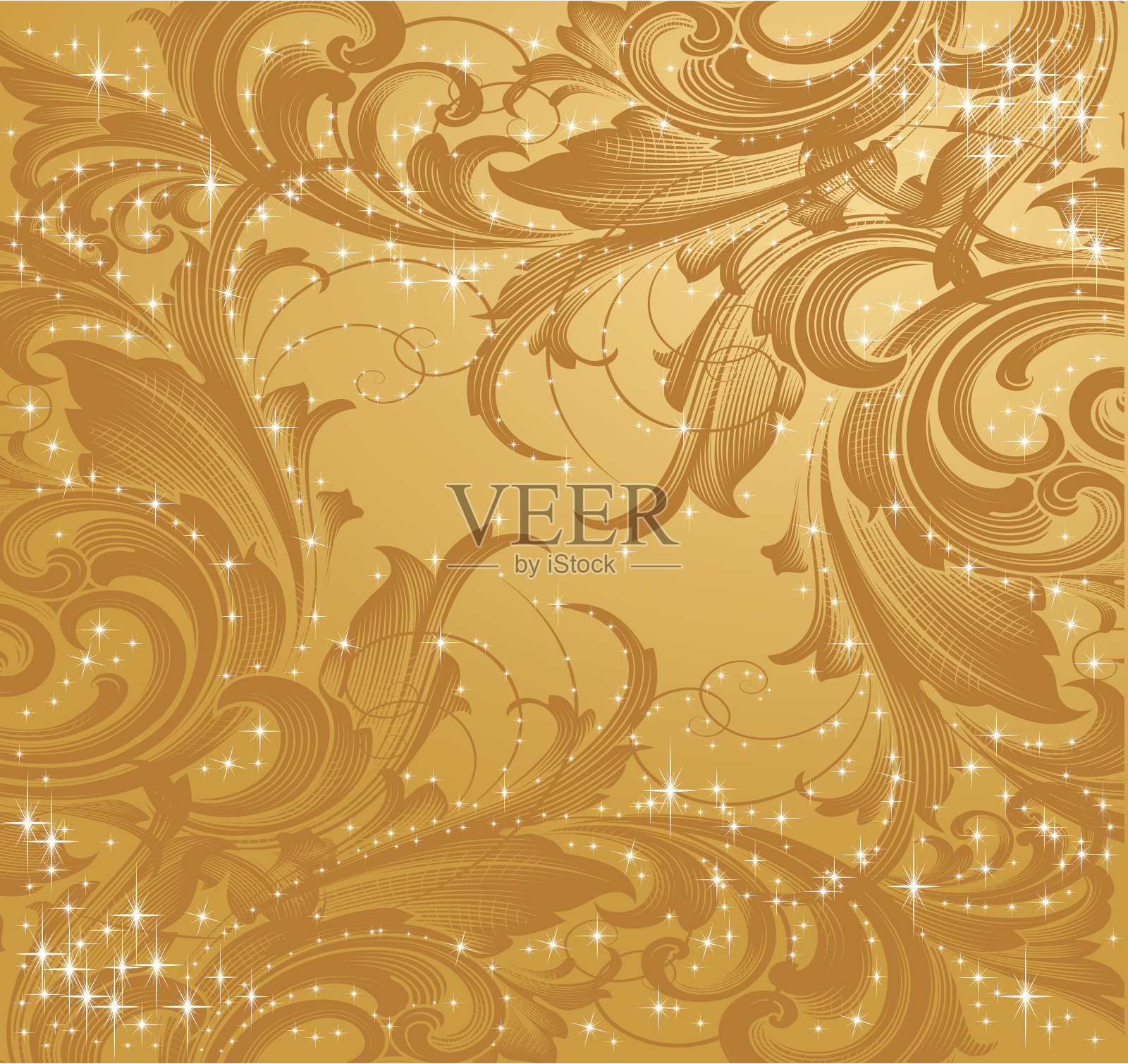 星光熠熠的卷轴插画图片素材