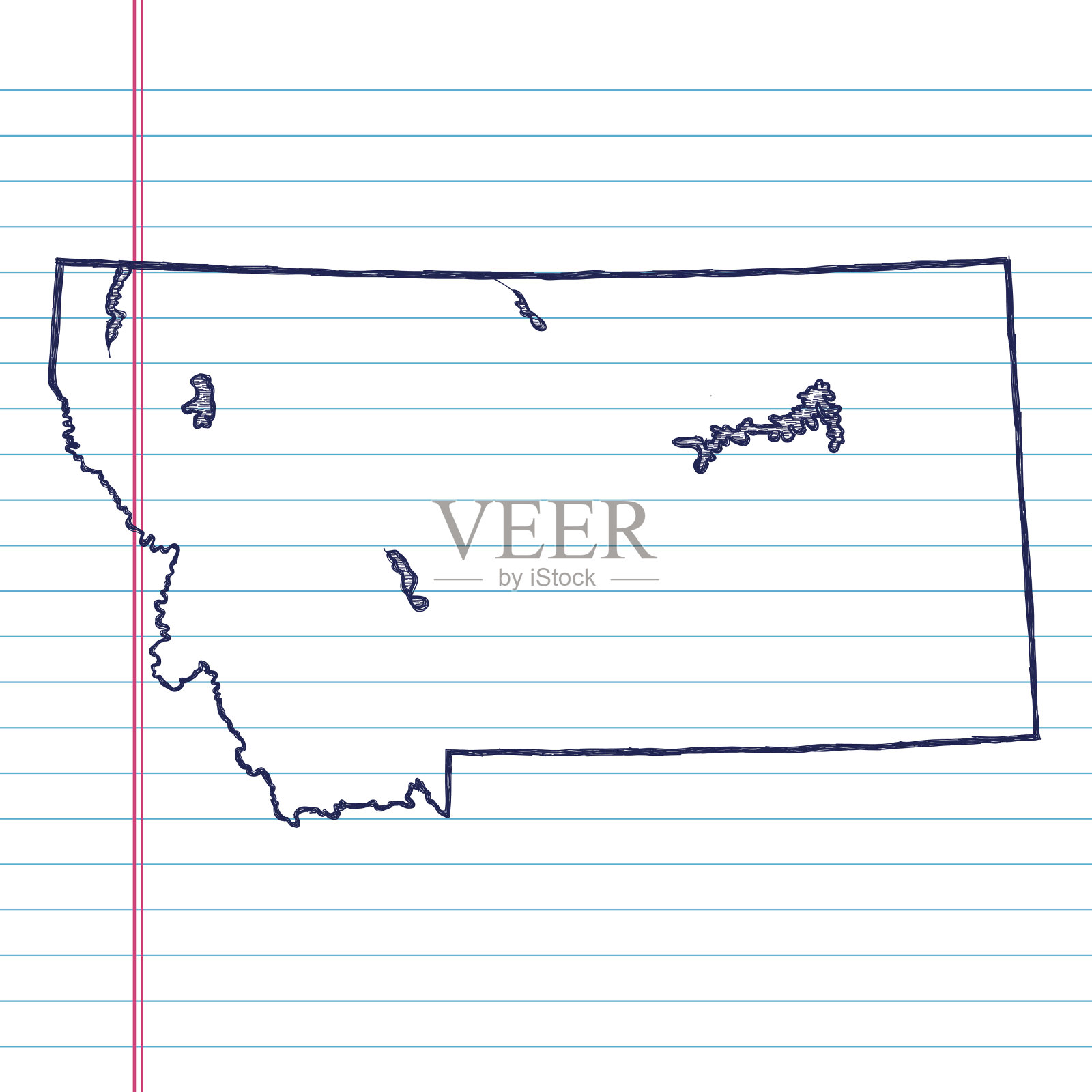 矢量草图上的白线纸背景。蒙大拿。插画图片素材