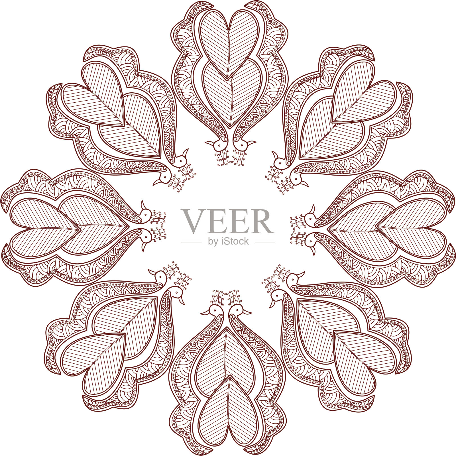 mehandi圆框插画图片素材