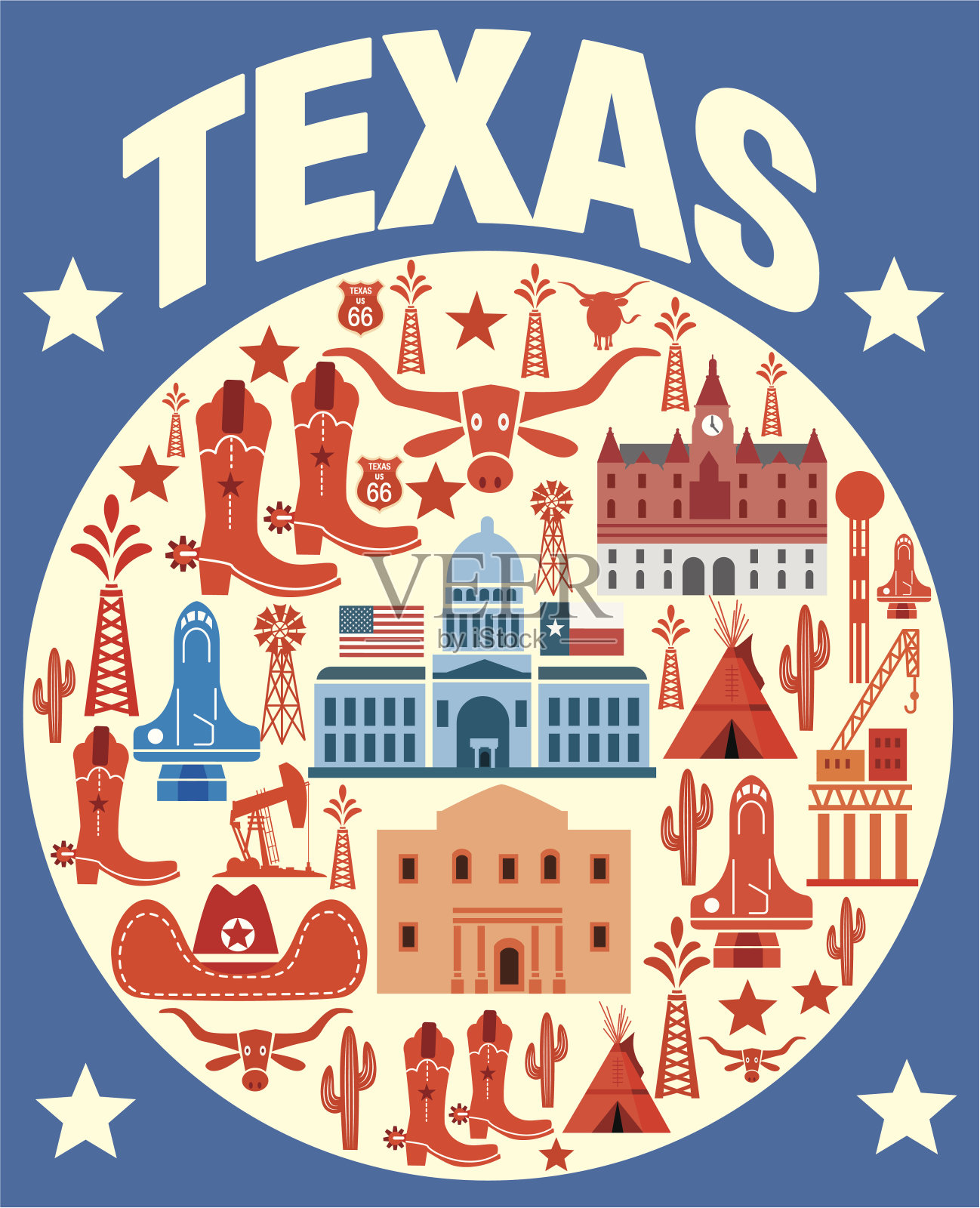 德克萨斯州的符号插画图片素材