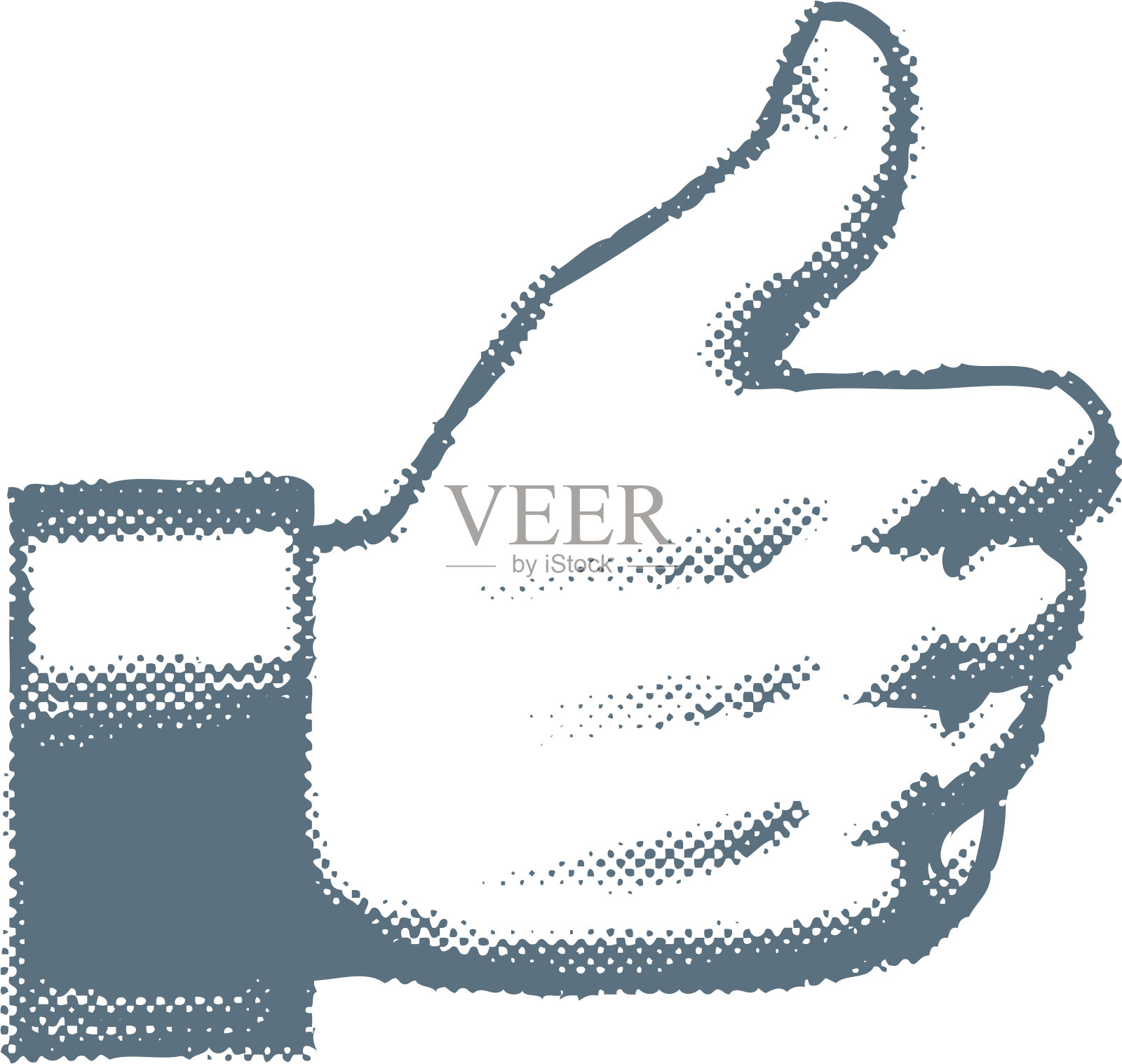 半色调竖起大拇指插画图片素材