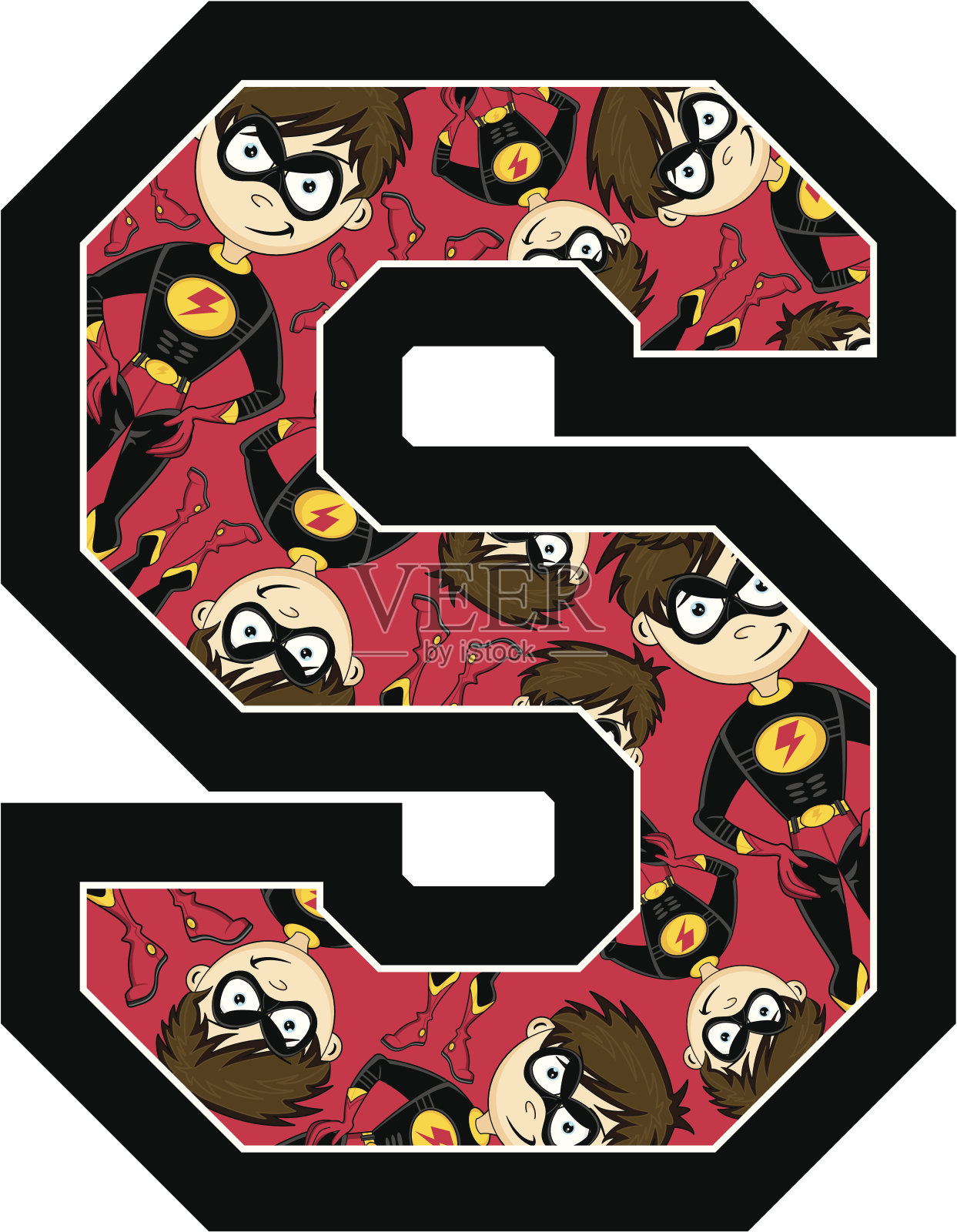 迷你超级英雄学习字母S插画图片素材