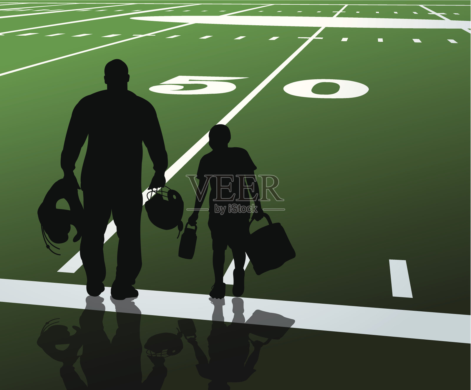 足球父亲和儿子的背景插画图片素材