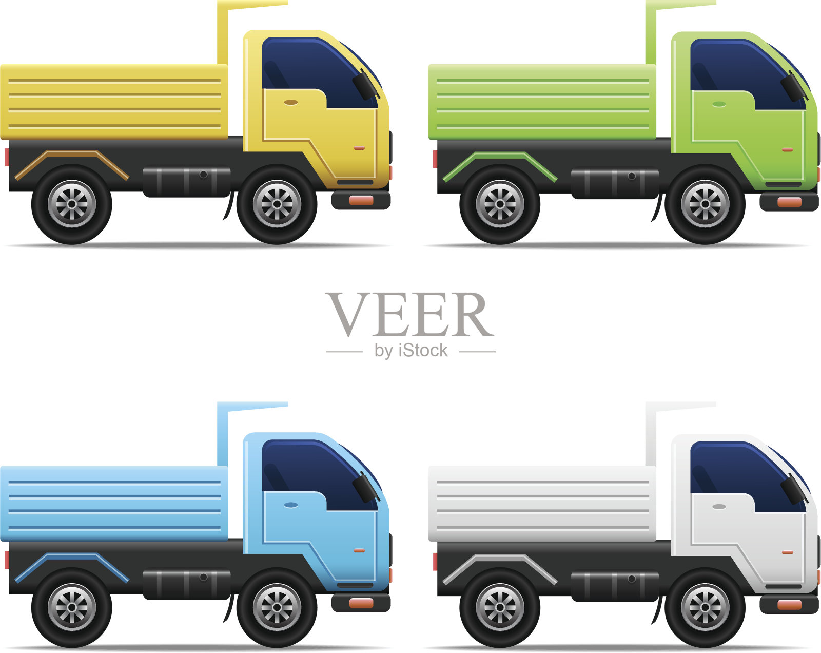 商用卡车设置插画图片素材