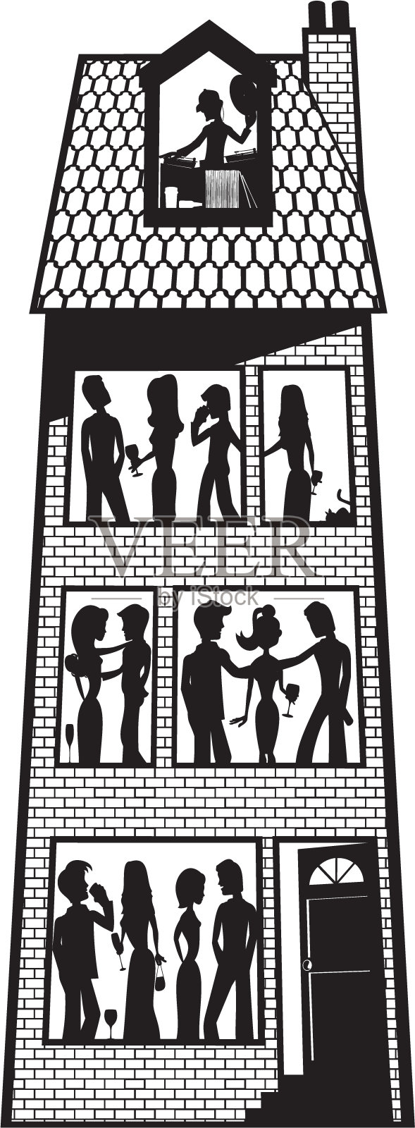 家庭聚会插画图片素材