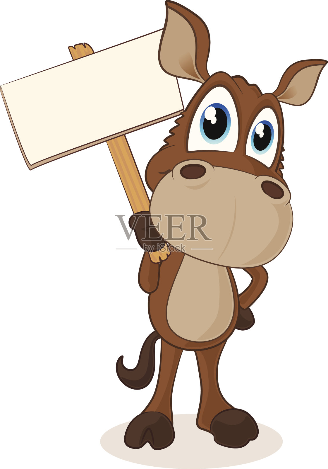 马拿着一个空白的标志插画图片素材