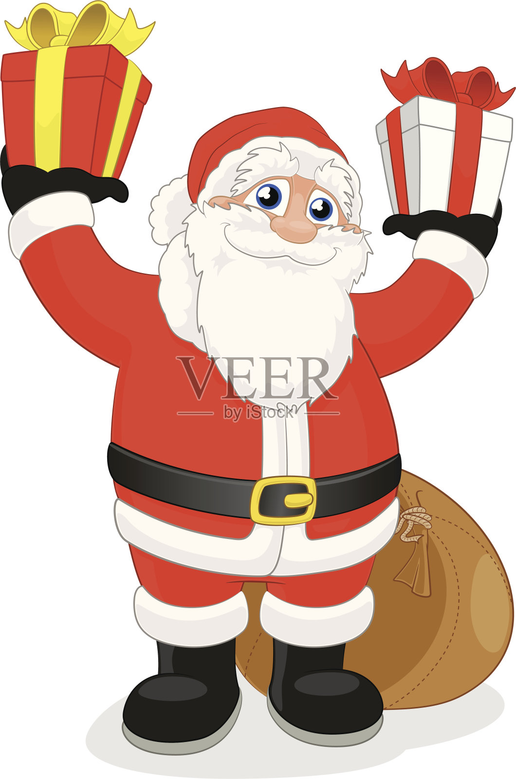圣诞老人拿着圣诞礼物插画图片素材