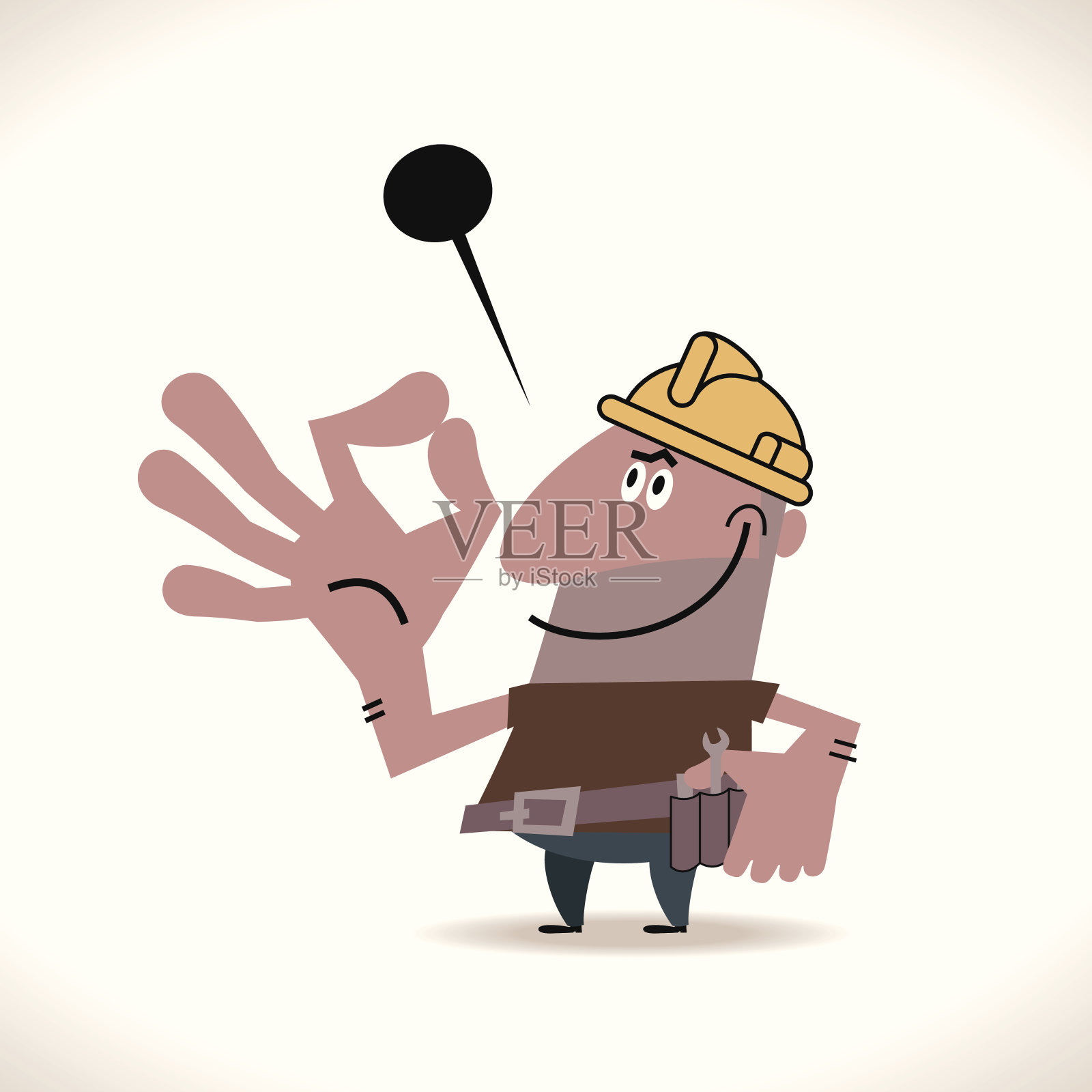 西班牙建筑工人做出OK的手势插画图片素材