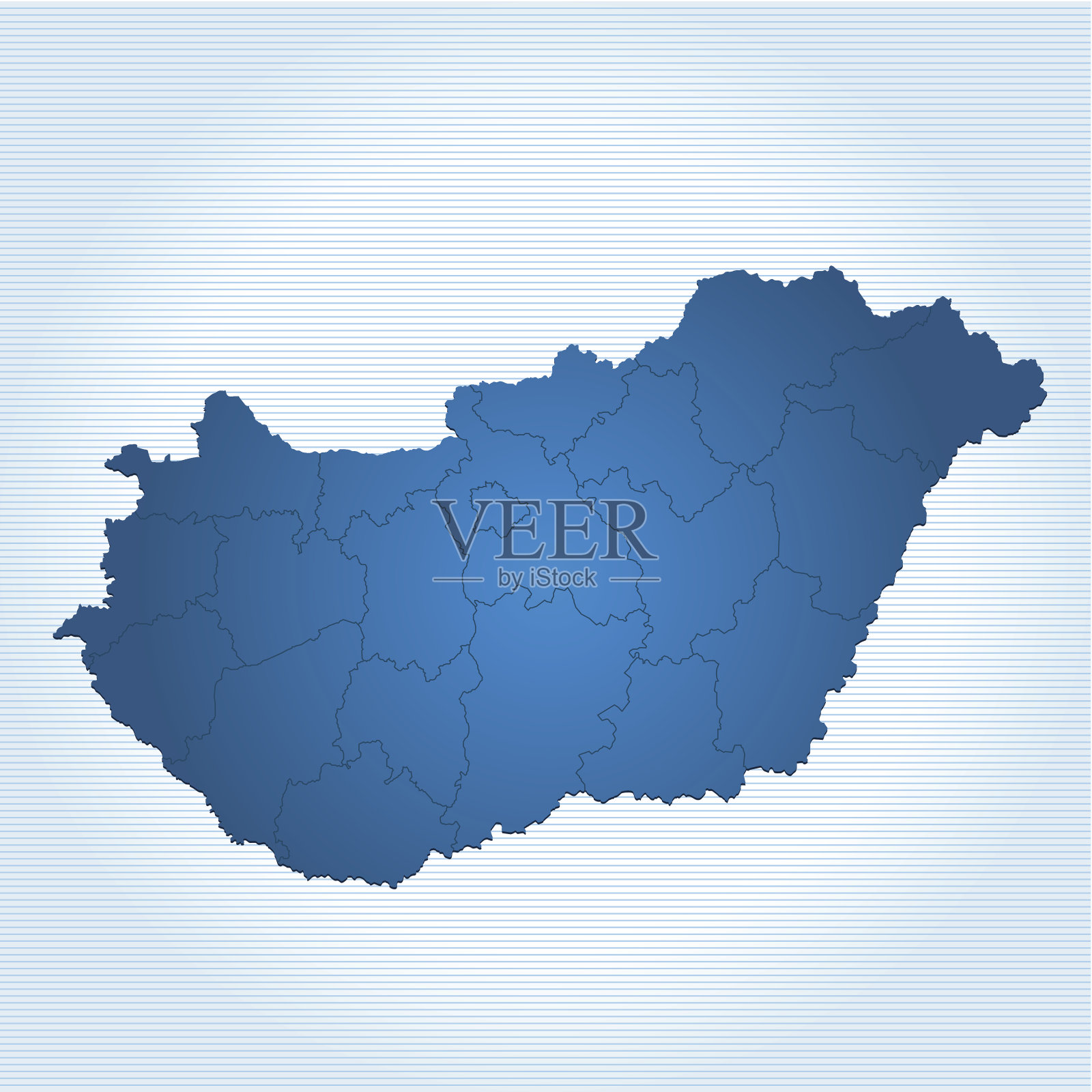 匈牙利地图的蓝色插画图片素材