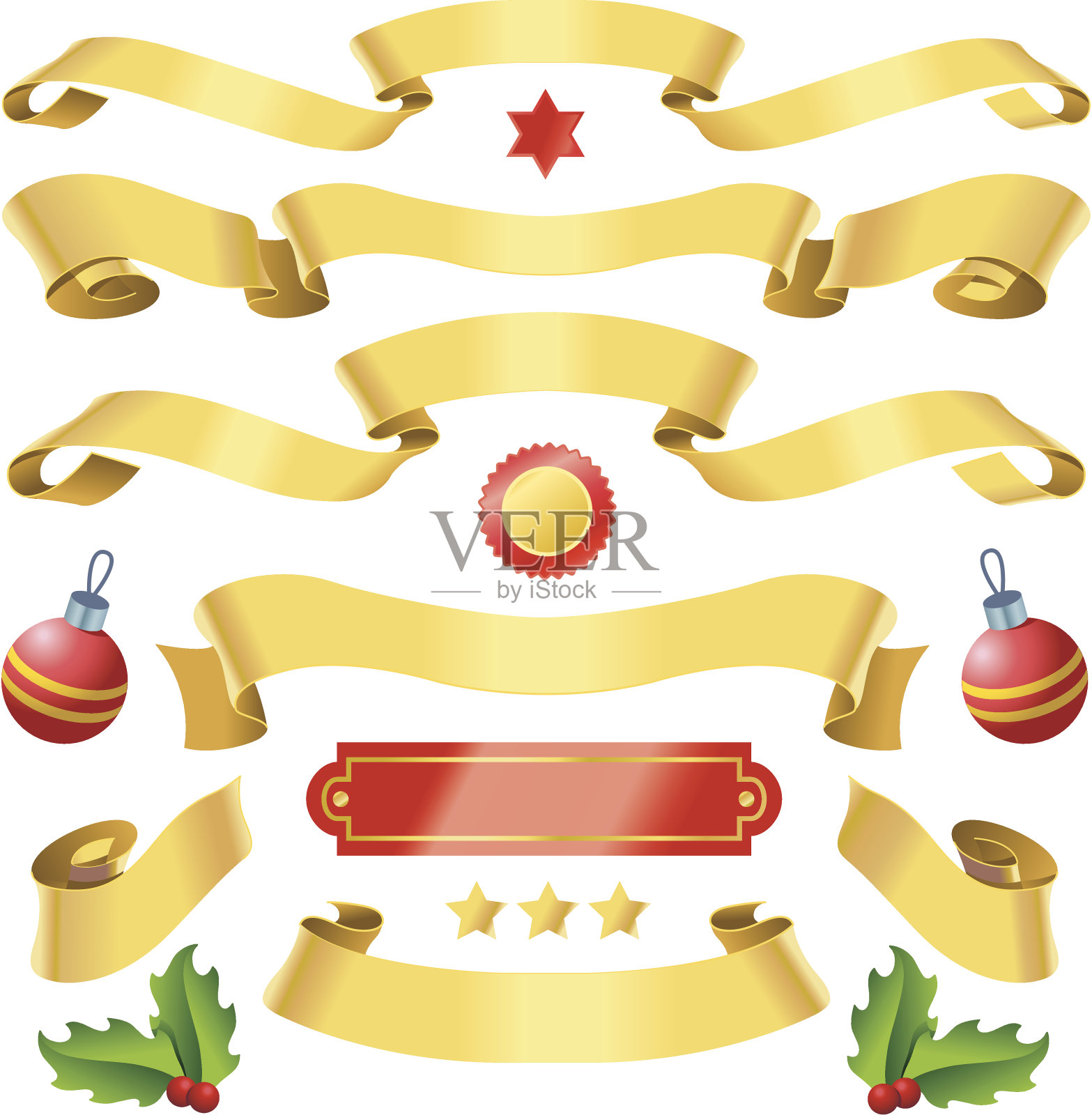 圣诞节黄金横幅插画图片素材