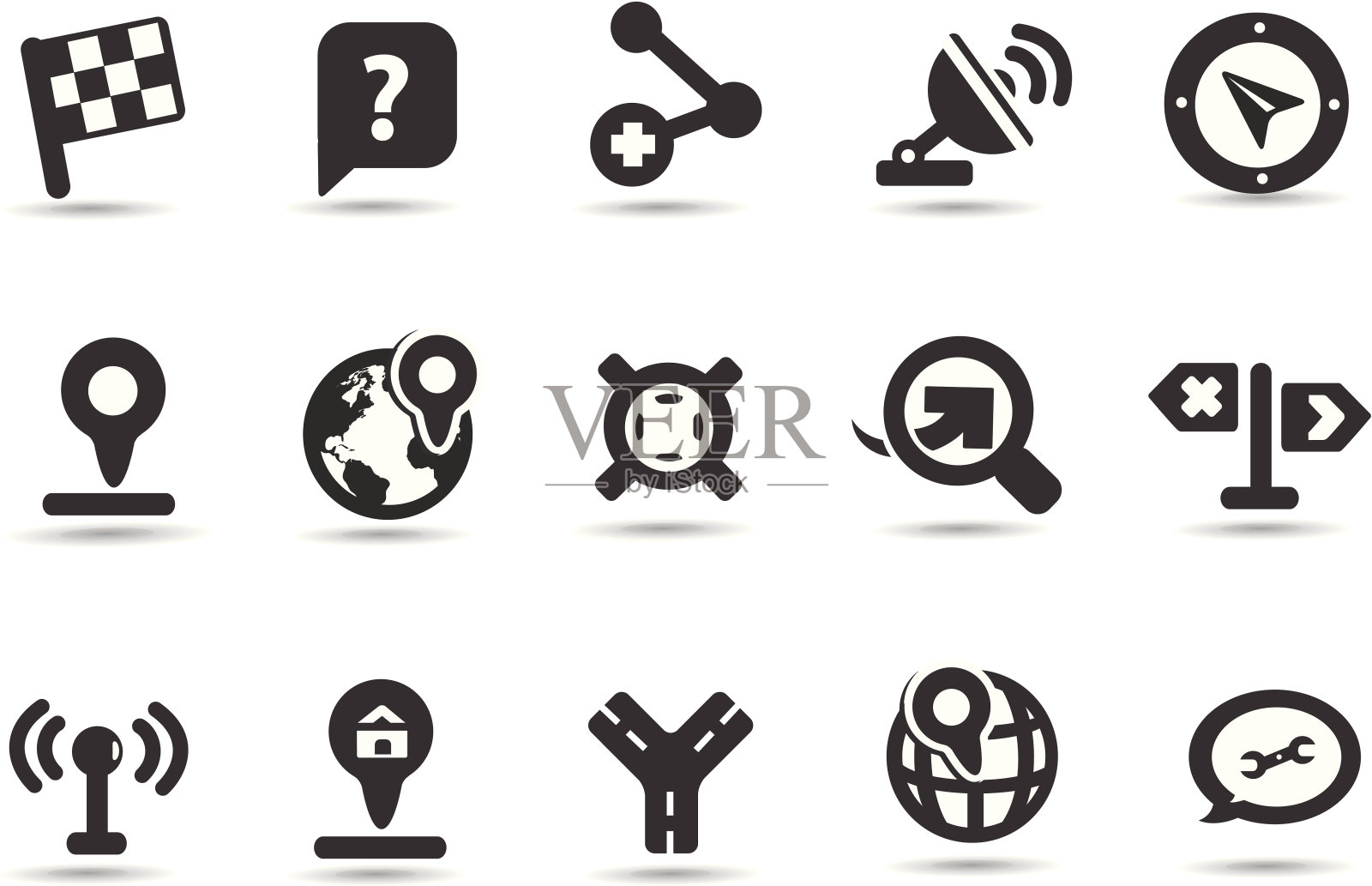 GPS和导航图标设置图标素材