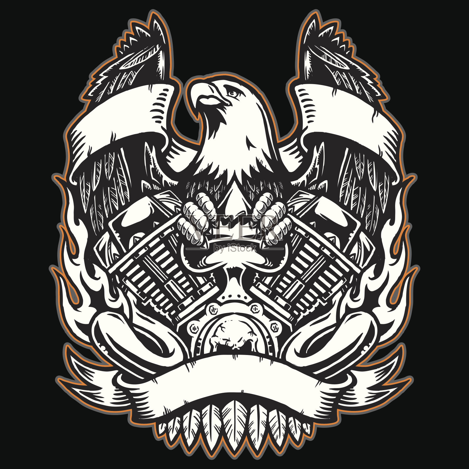 v型双电机与鹰架设计元素图片