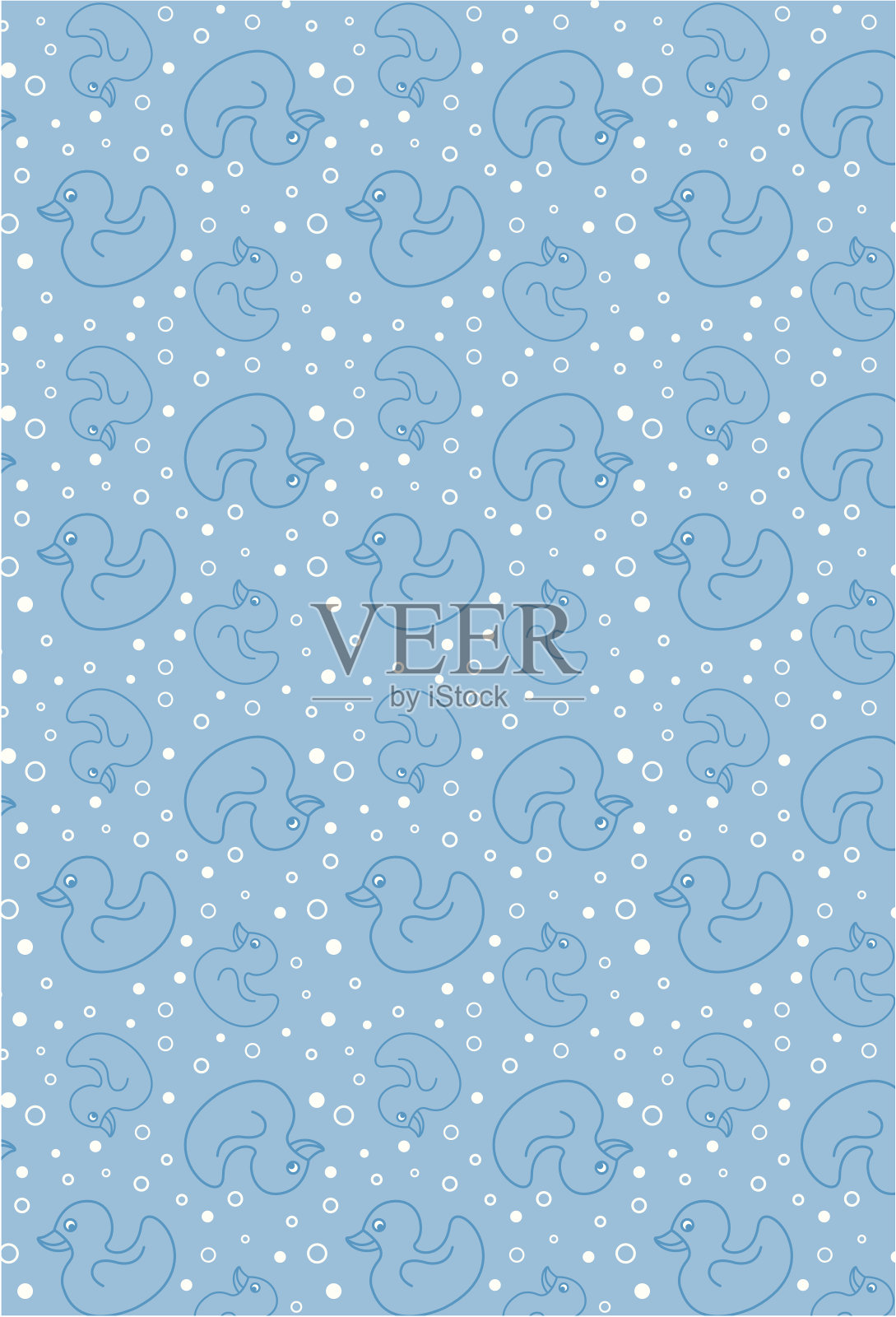 水橡胶鸭&泡沫重复图案插画图片素材