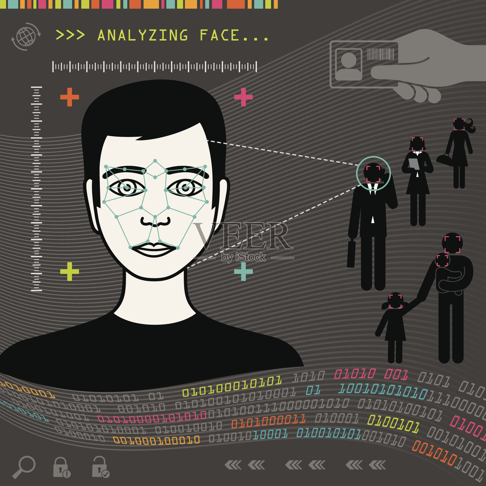 生物识别人脸识别插画图片素材