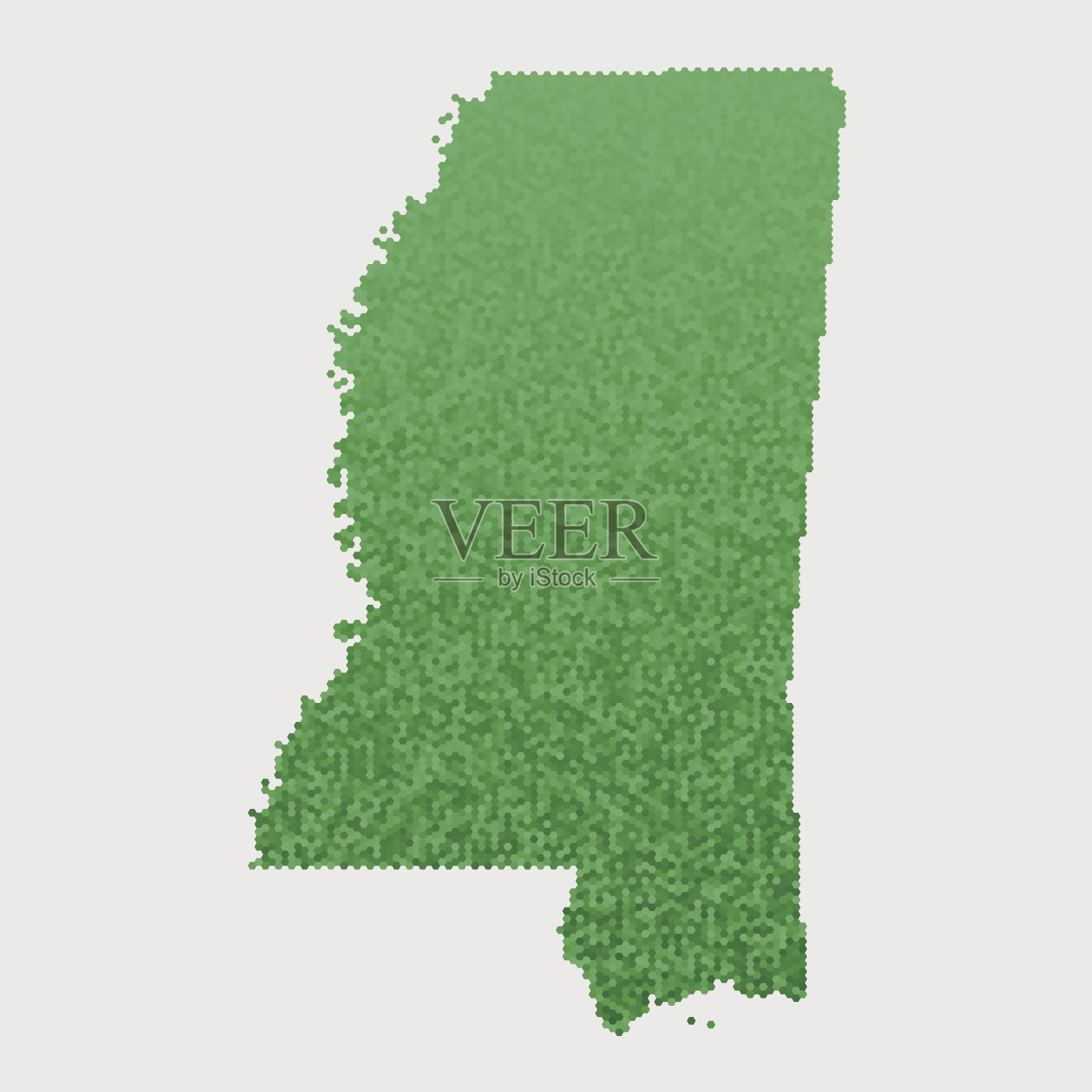 密西西比州地图绿色六边形图案插画图片素材