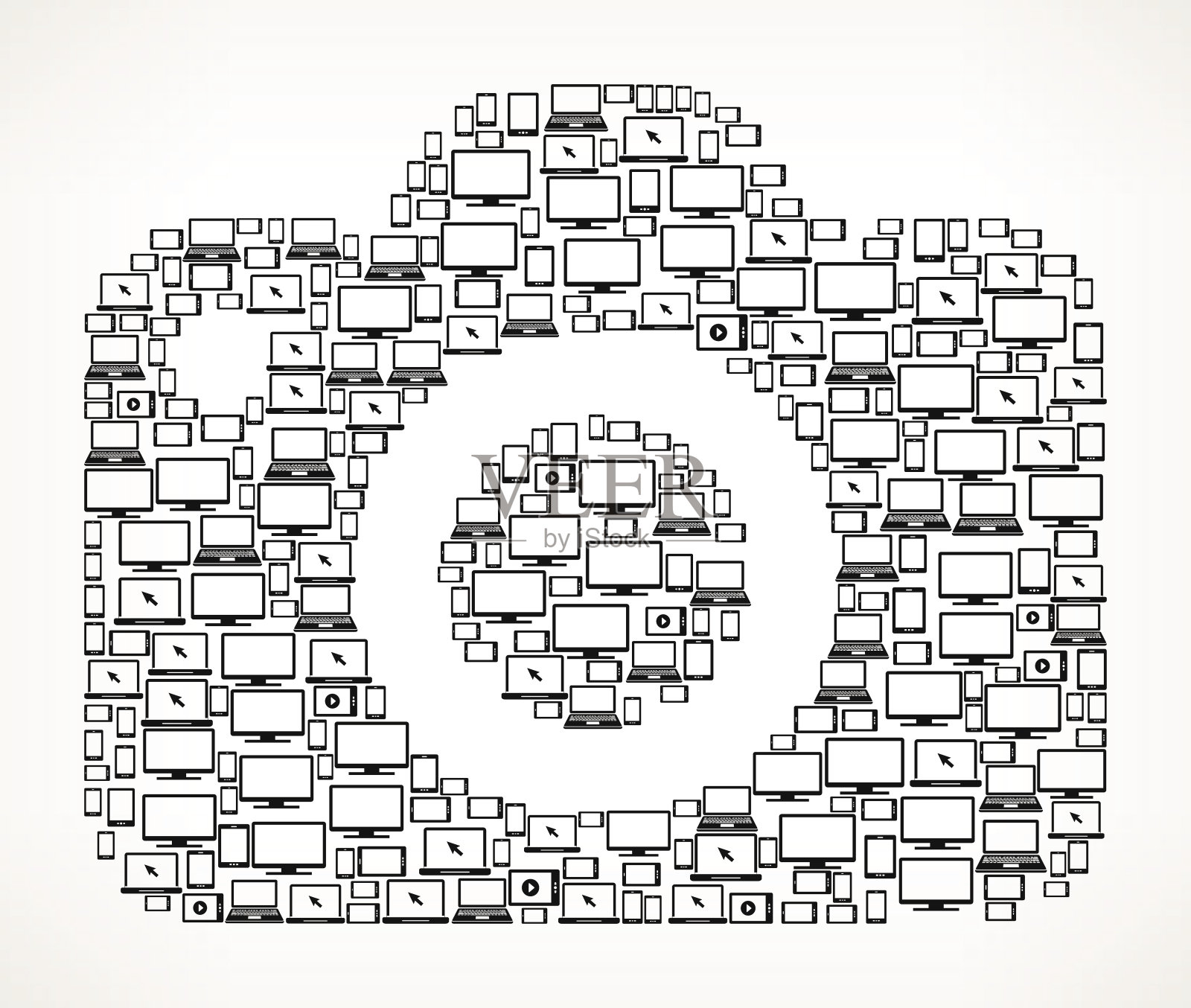 数码相机、数码屏幕和智能手机版权免费矢量艺术插画图片素材