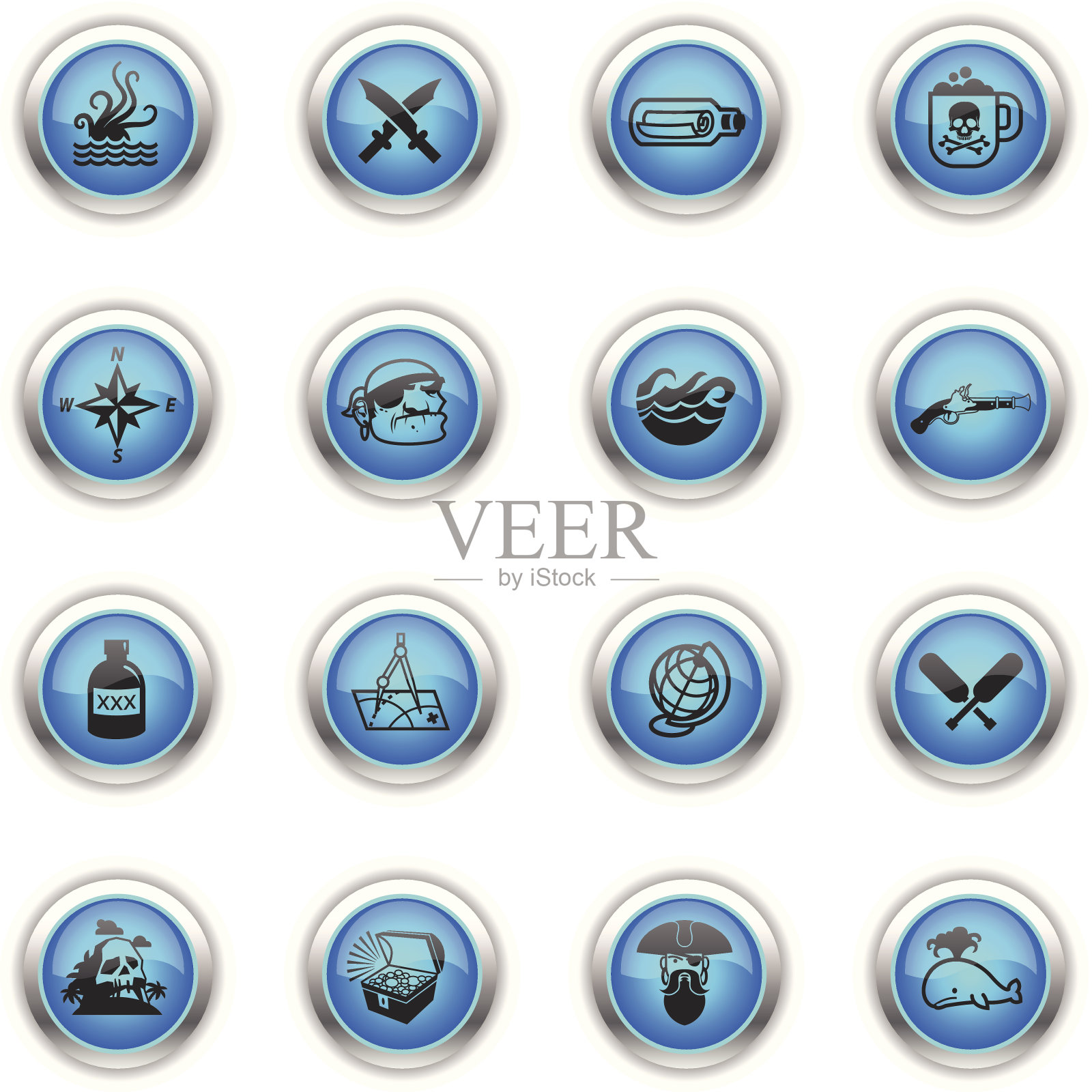 蓝色图标-海盗图标素材