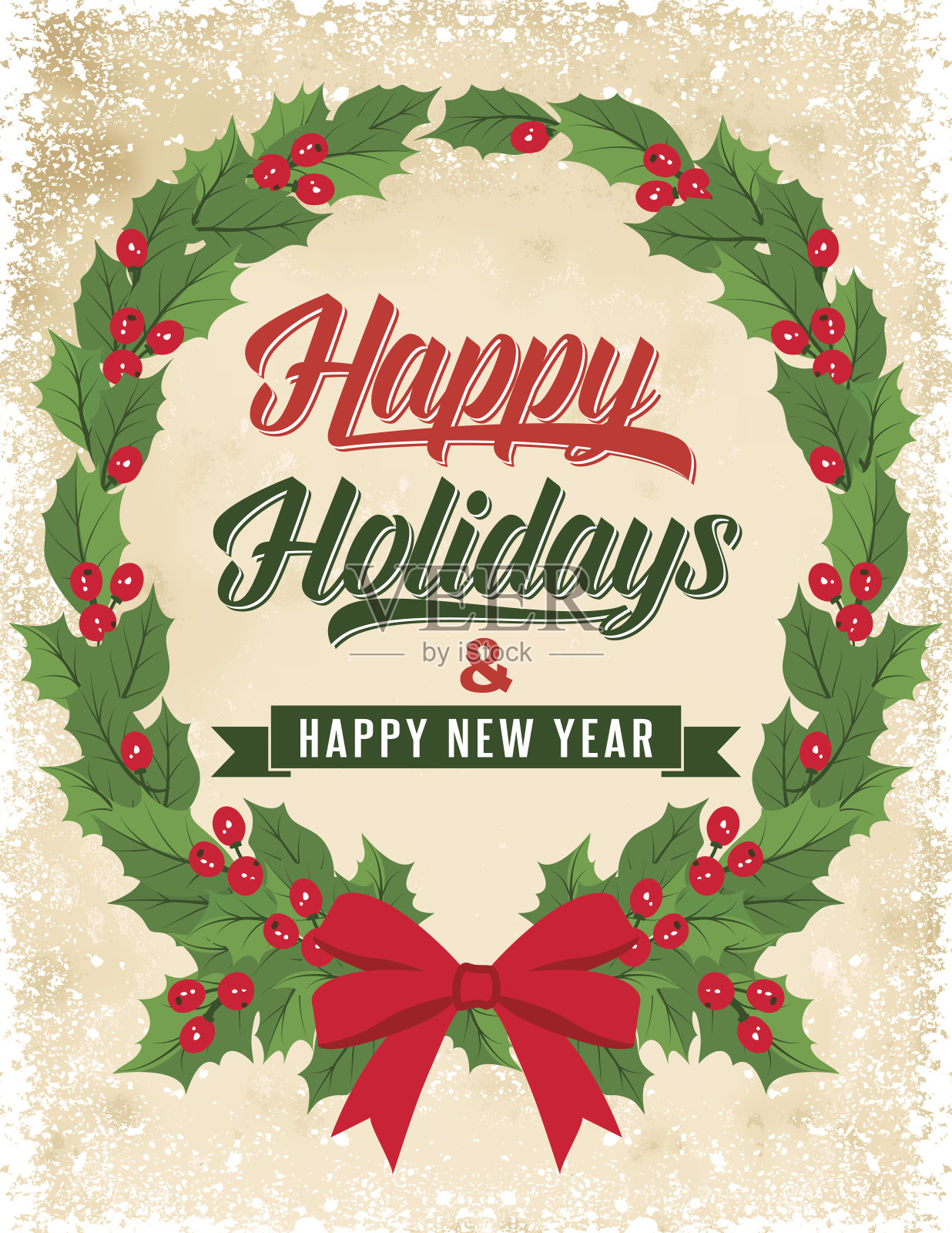 Holly圣诞派对邀请模板插画图片素材