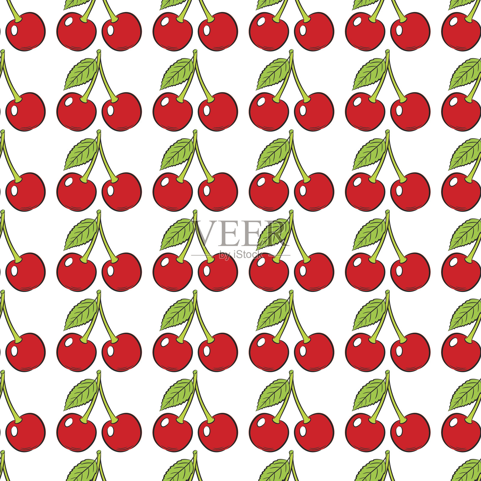 樱桃无缝图案插画图片素材