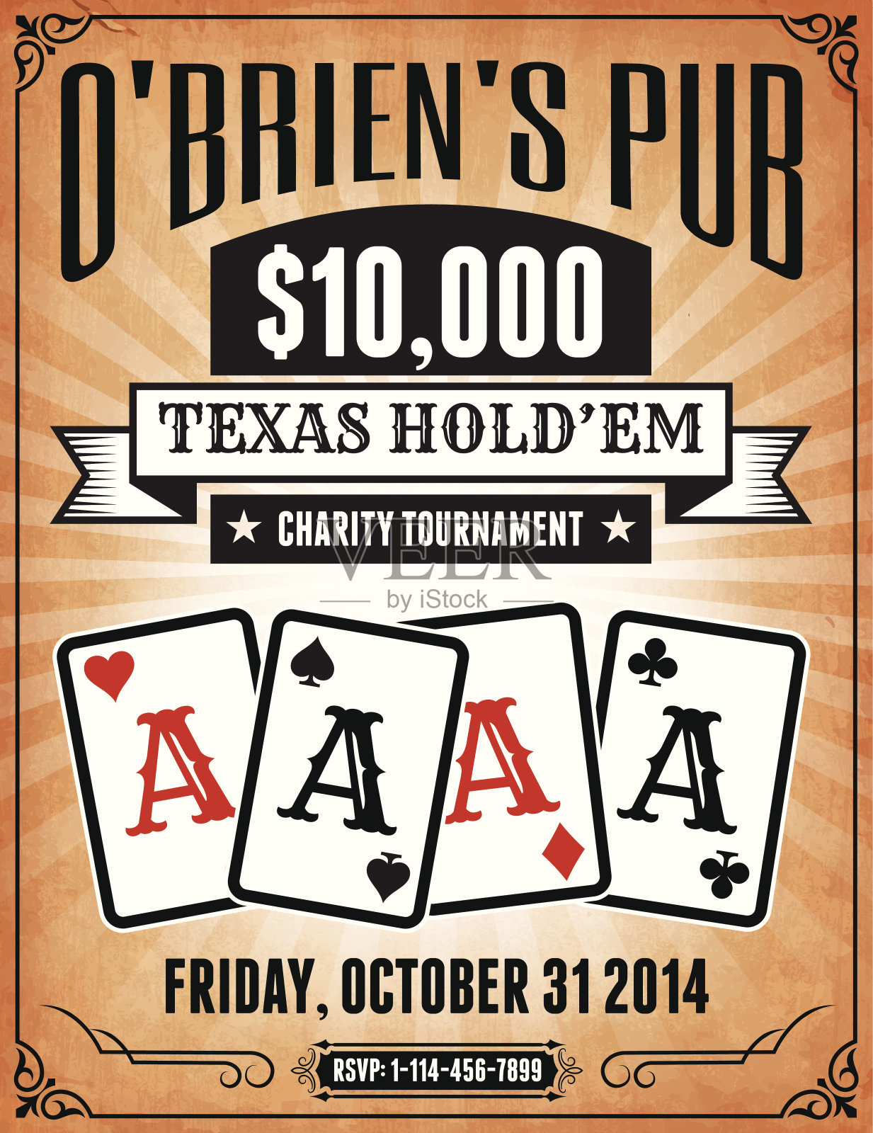 扑克慈善比赛海报上的版税免费矢量背景插画图片素材