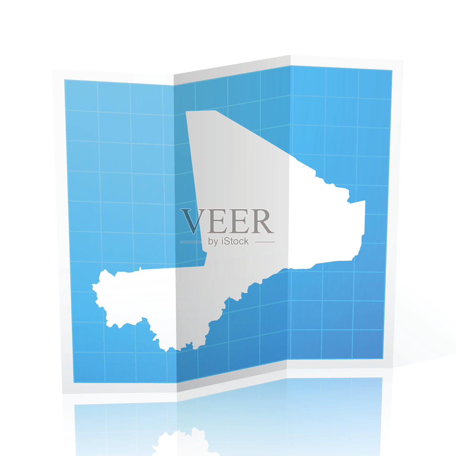 马里地图折叠,孤立在白色背景插画图片素材