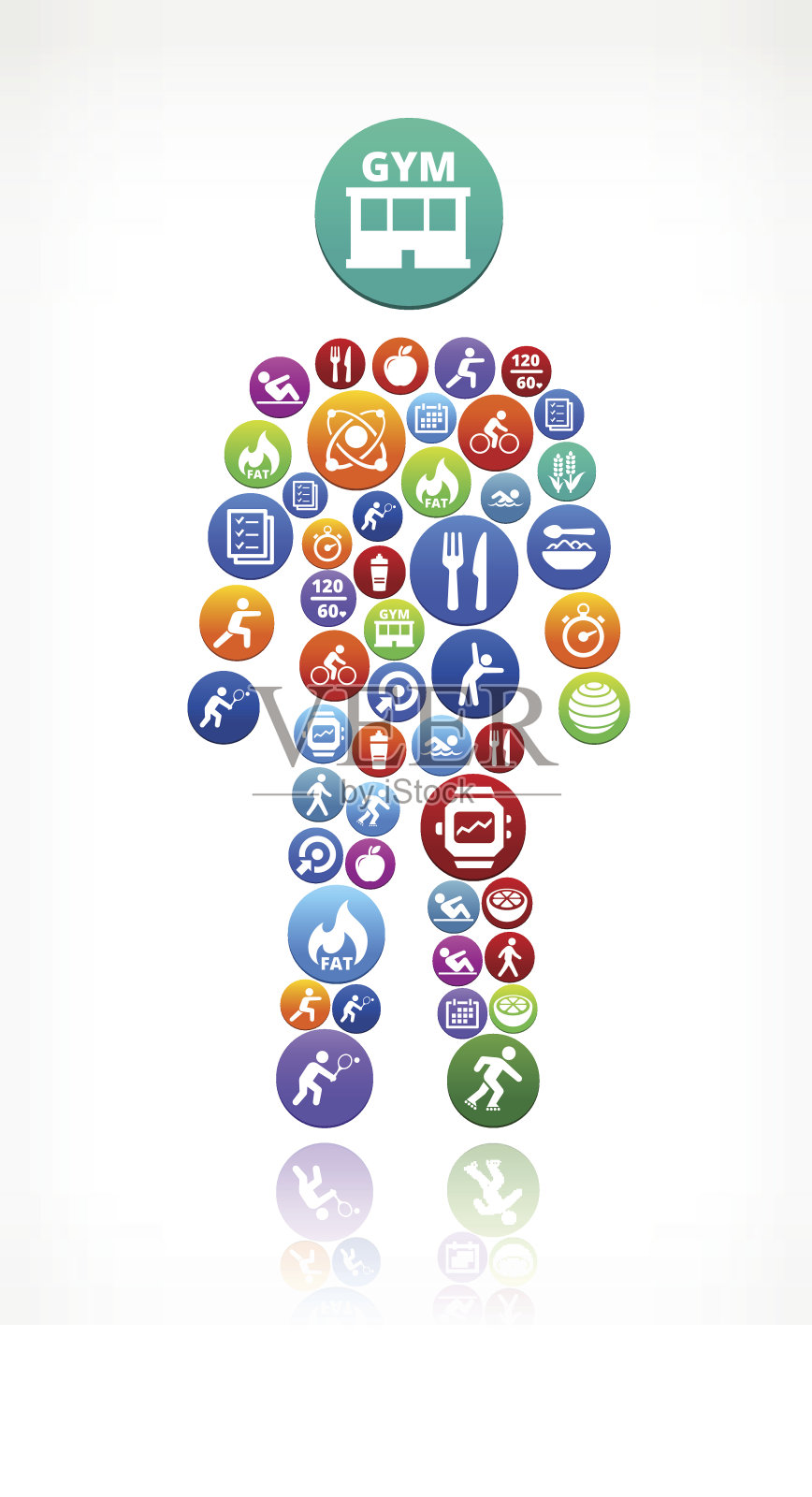 男性棒状身材健身和饮食矢量按钮模式插画图片素材