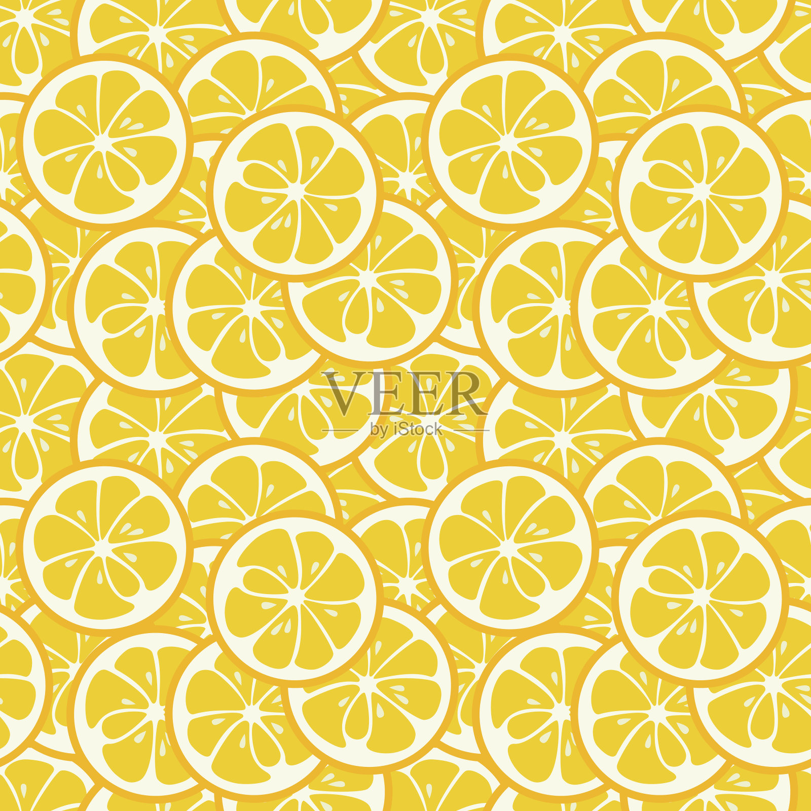 可爱的无缝图案与黄色柠檬片插画图片素材