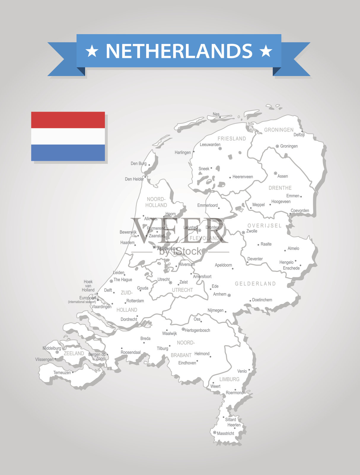 荷兰-老式地图-插图插画图片素材