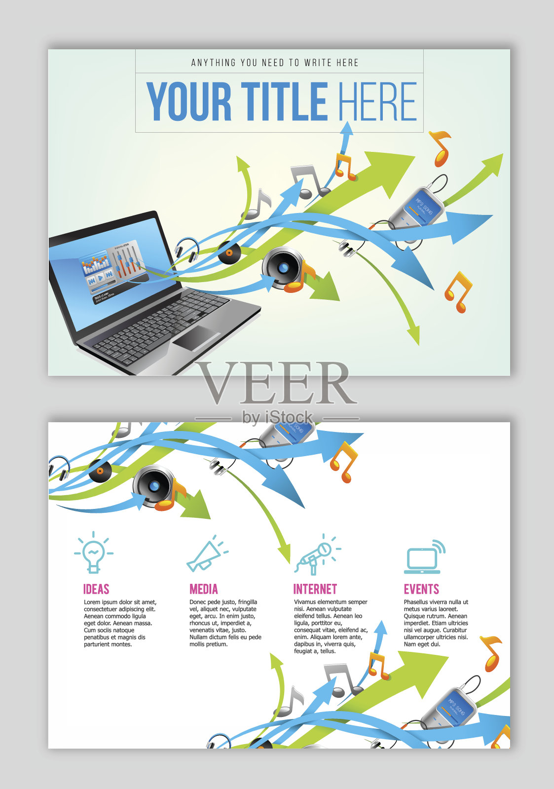 在线音乐流媒体传单插画图片素材