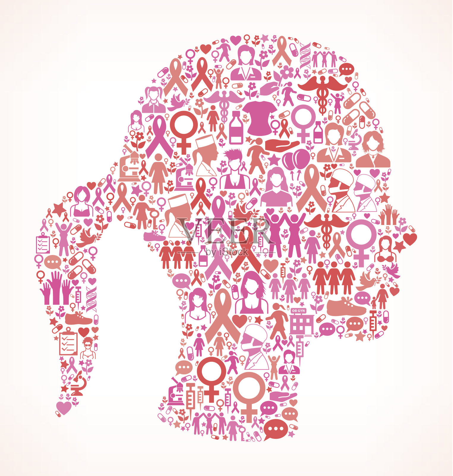 妇女面对乳腺癌版税免费矢量艺术模式插画图片素材