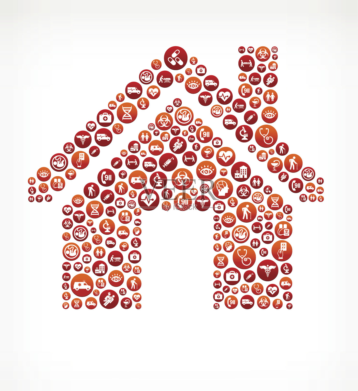 家庭保健和医疗红色按钮模式插画图片素材