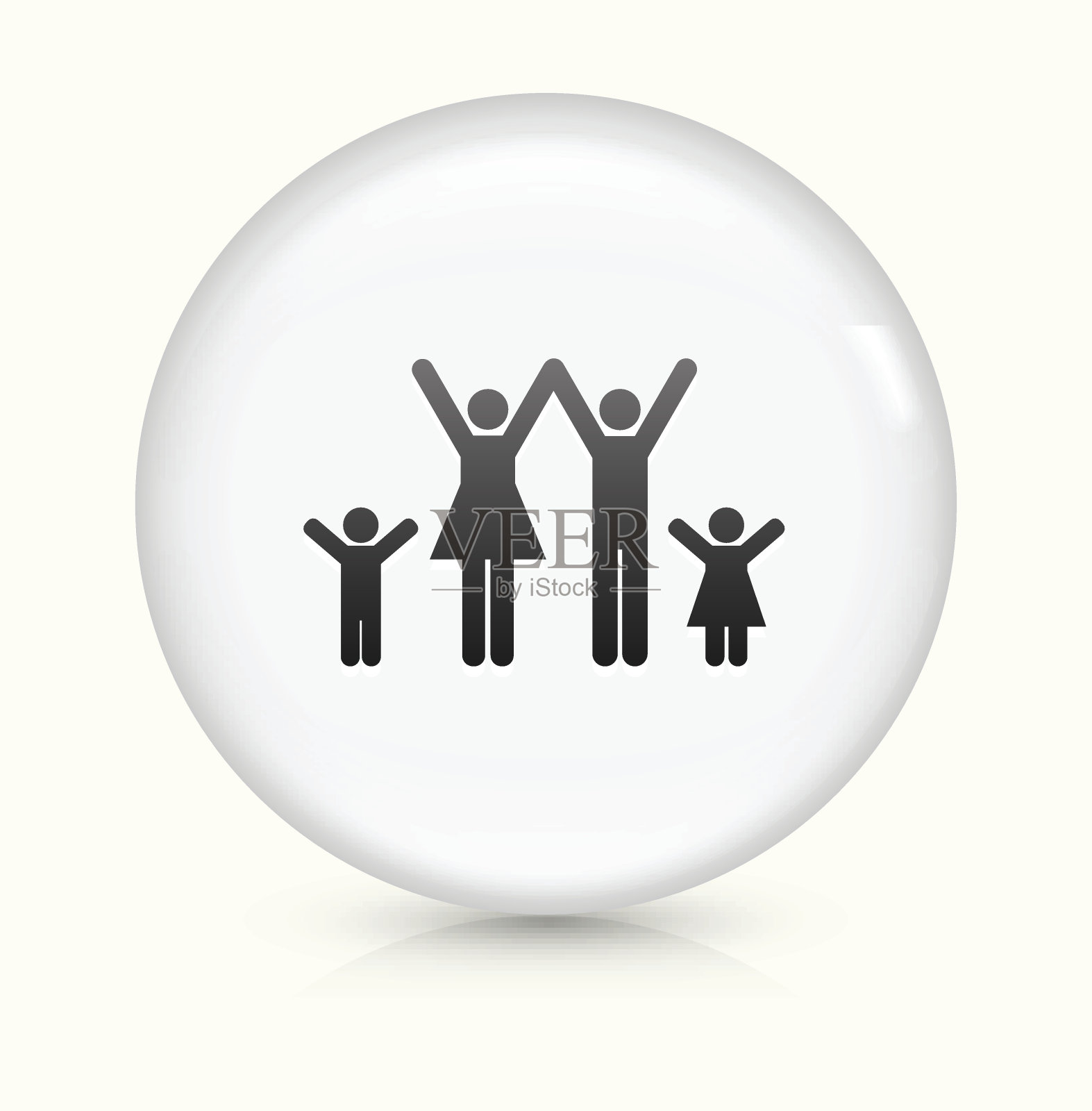 Stick Figure Family图标上的白色圆形矢量按钮图标素材