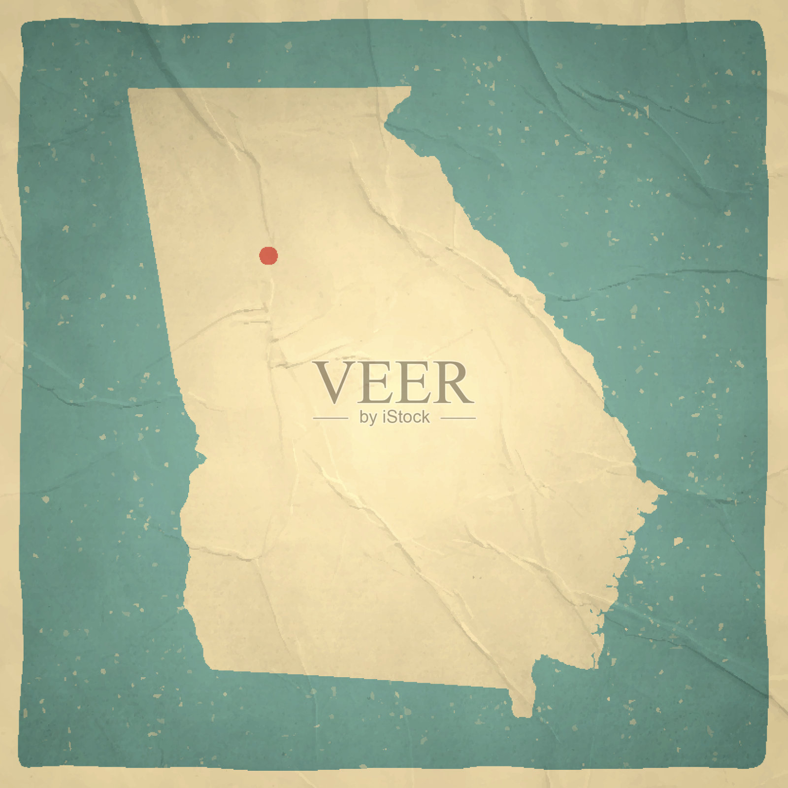 乔治亚地图上的旧纸-复古纹理插画图片素材