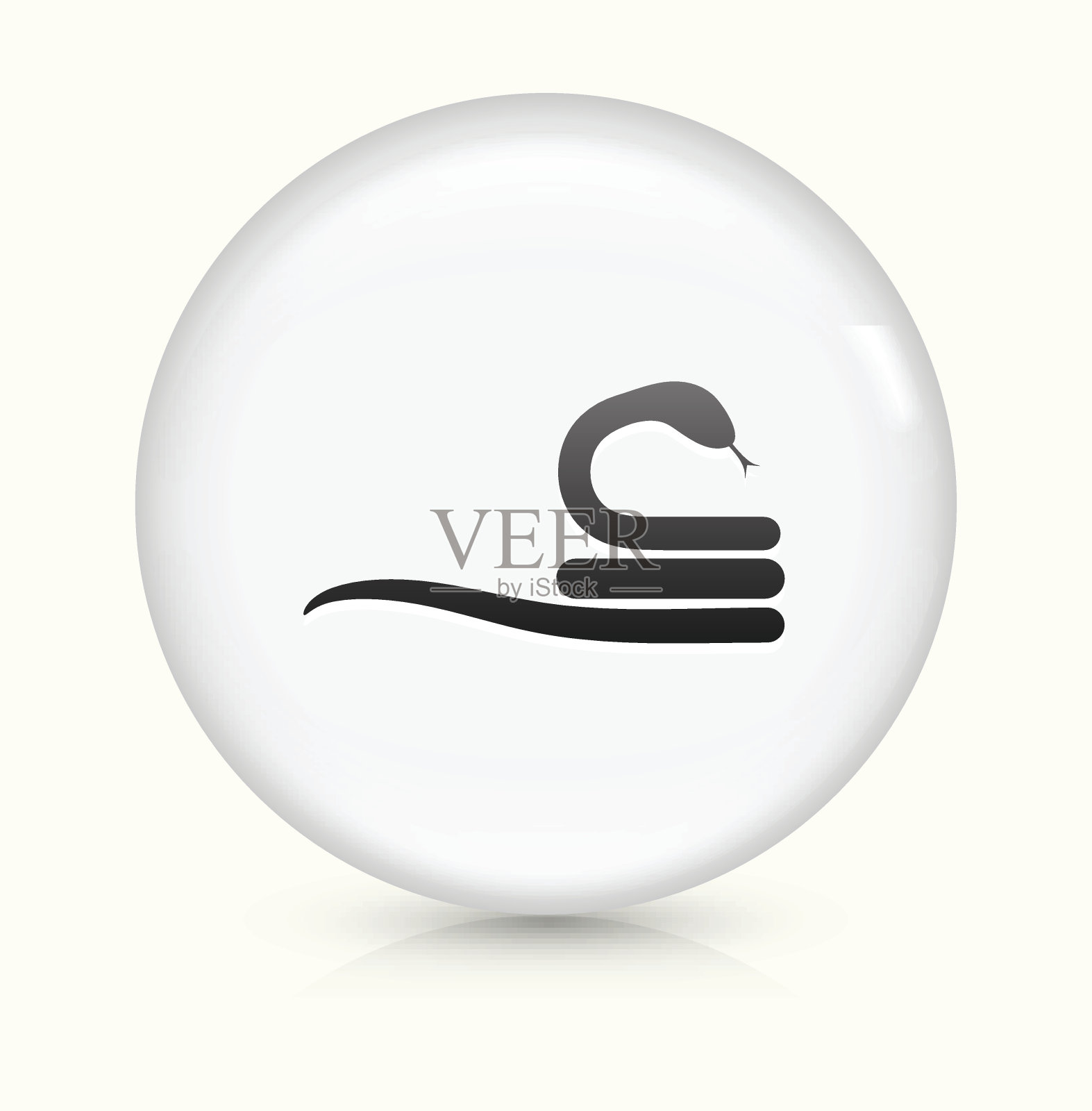 蜷曲蛇图标上的白色圆形矢量按钮图标素材