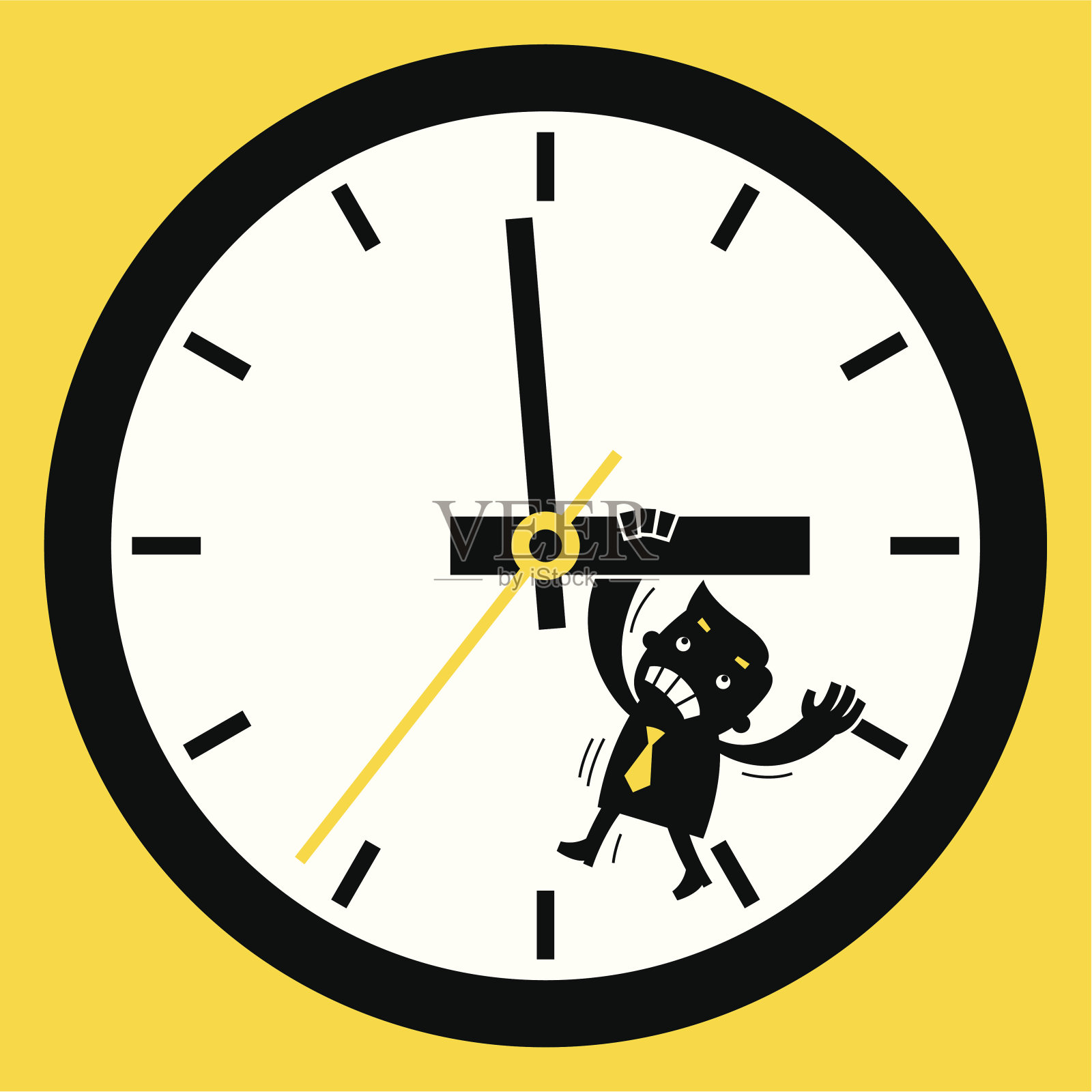 抓住时间的商人|黄色商业插画图片素材
