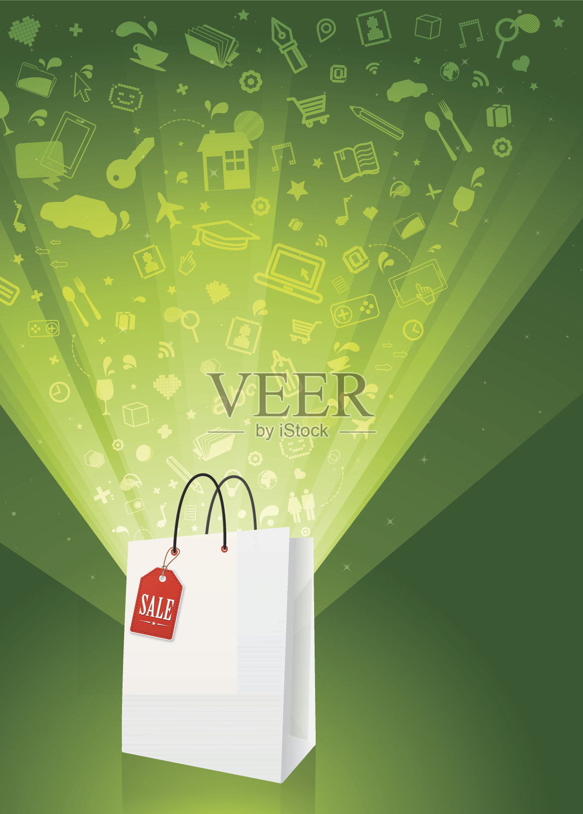 有特价标签的购物袋插画图片素材