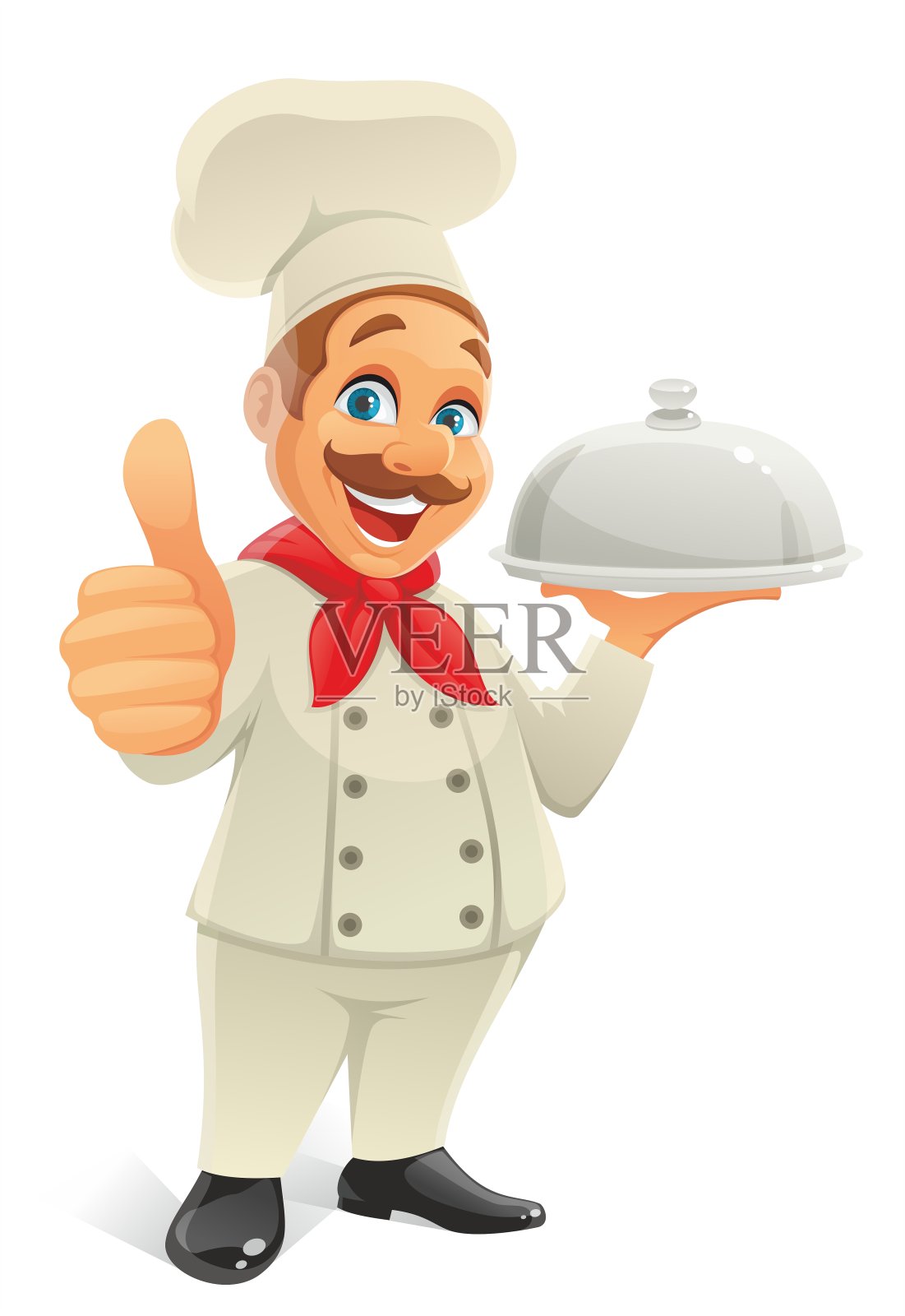 竖起大拇指的大厨插画图片素材