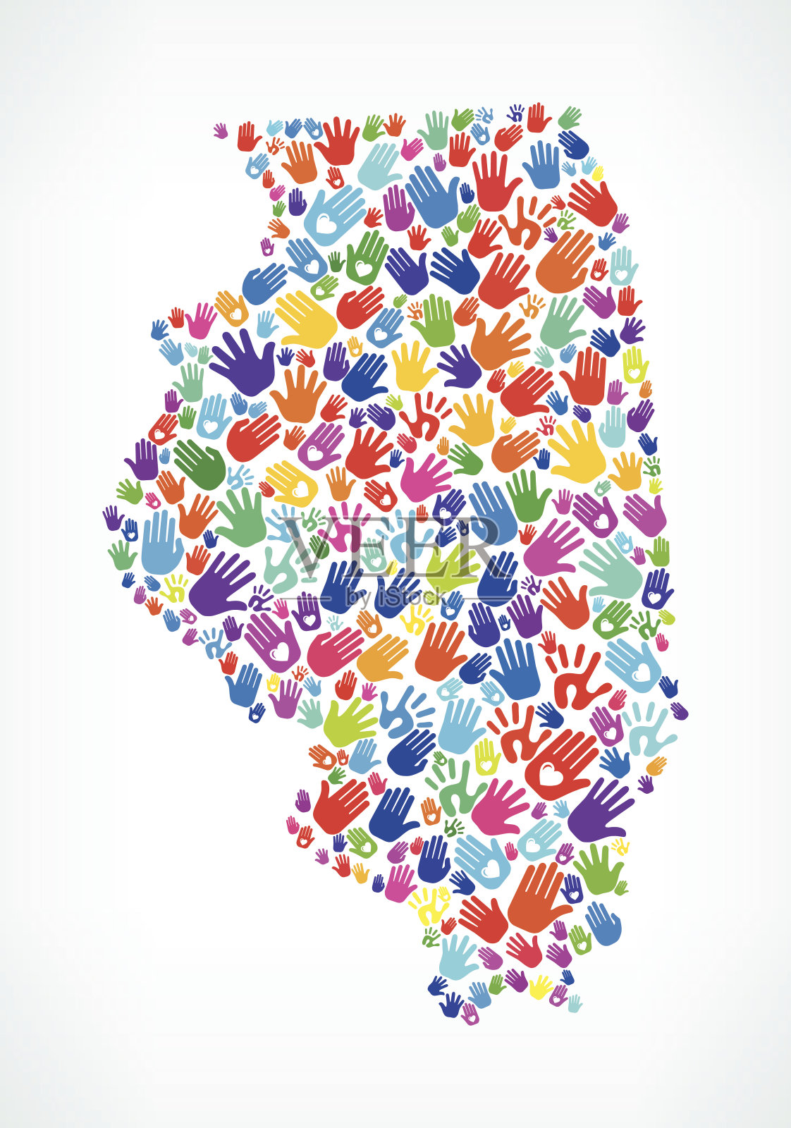 伊利诺斯州的手模式白色背景插画图片素材