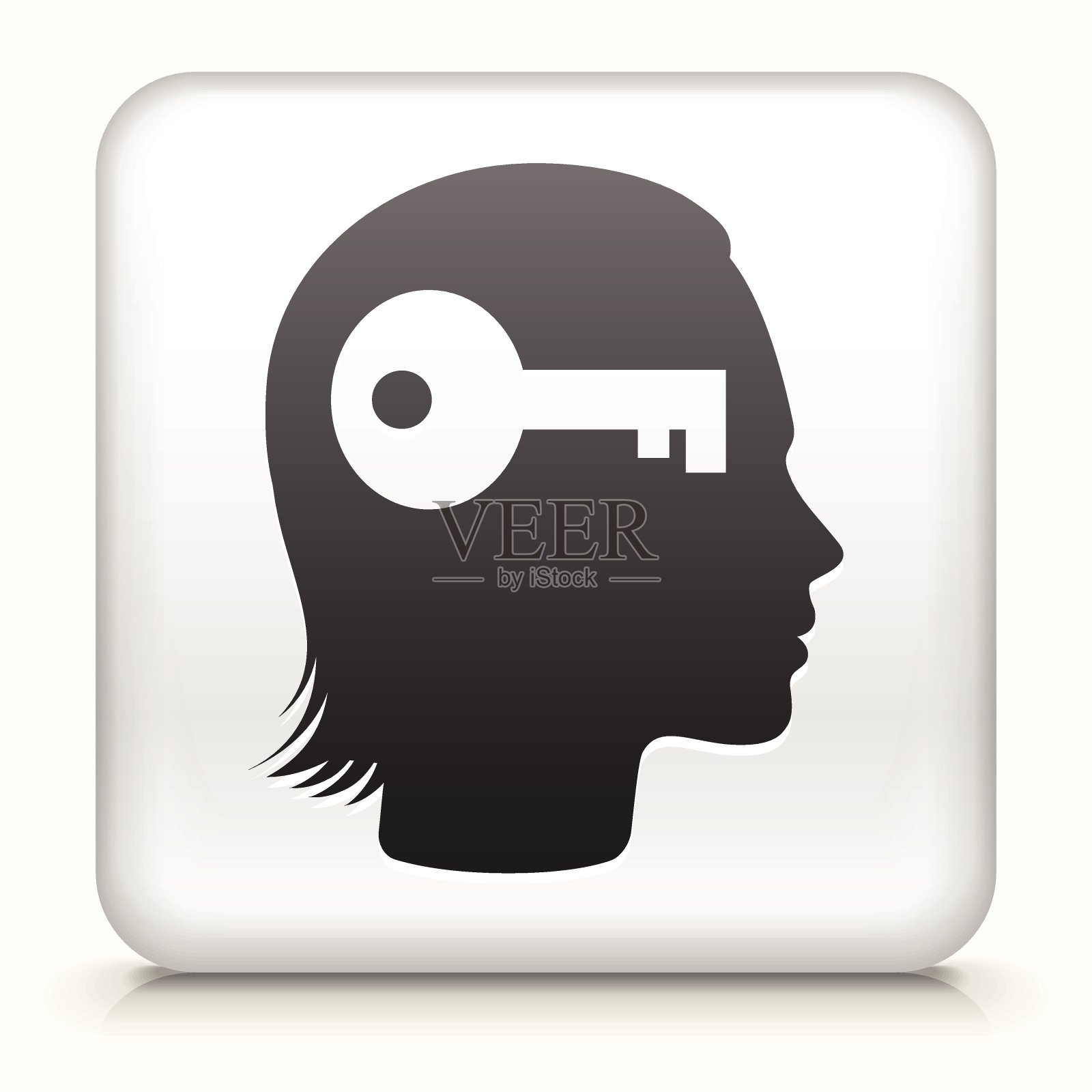 Square Button with Key Mind版税免费矢量艺术插画图片素材