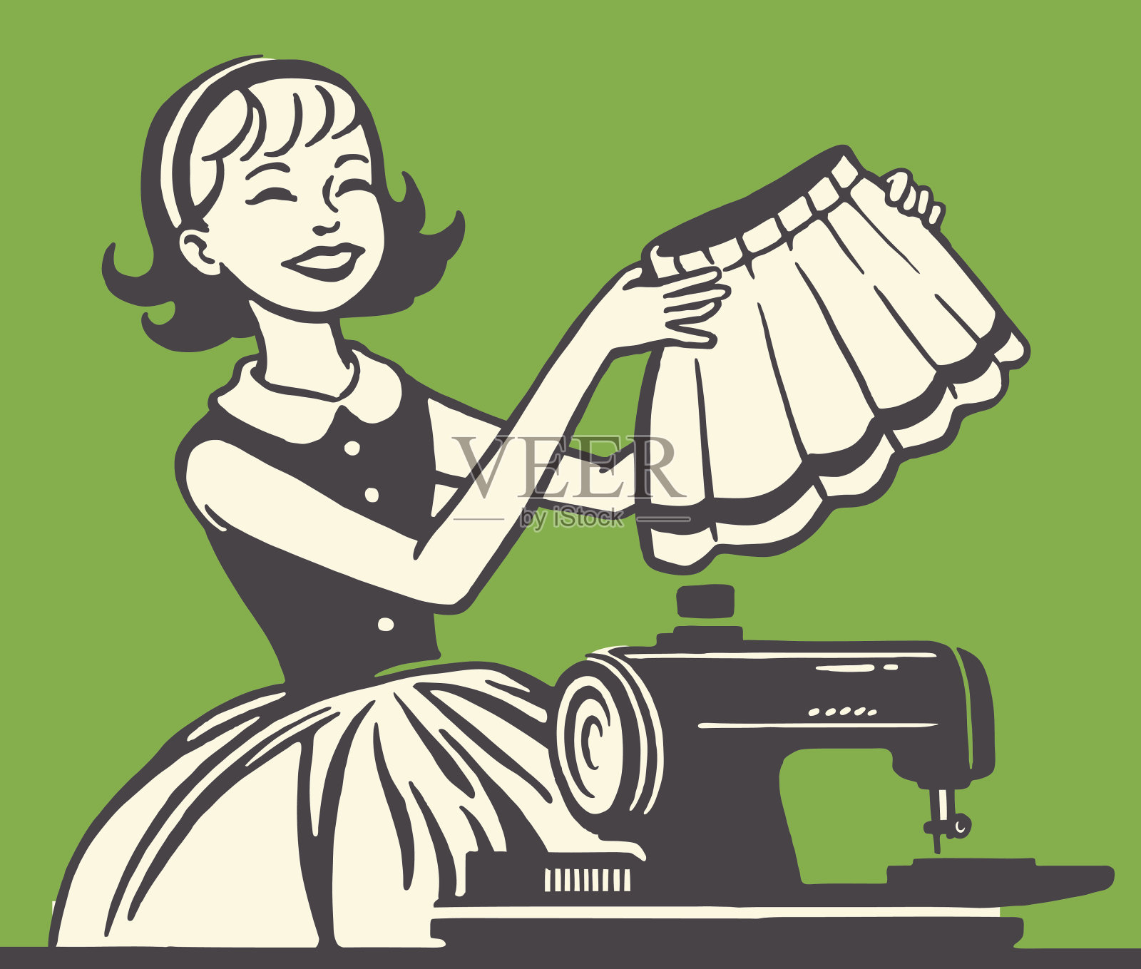 缝裙子的女人设计元素图片