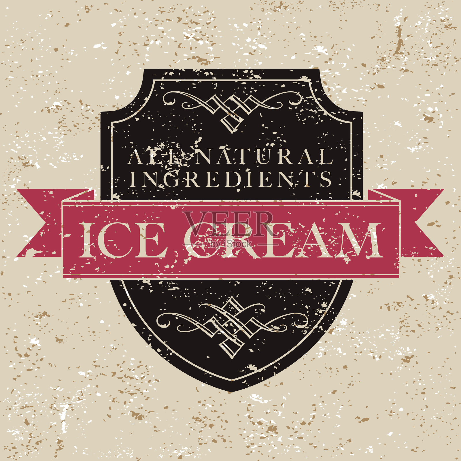 复古冰淇淋标签插画图片素材