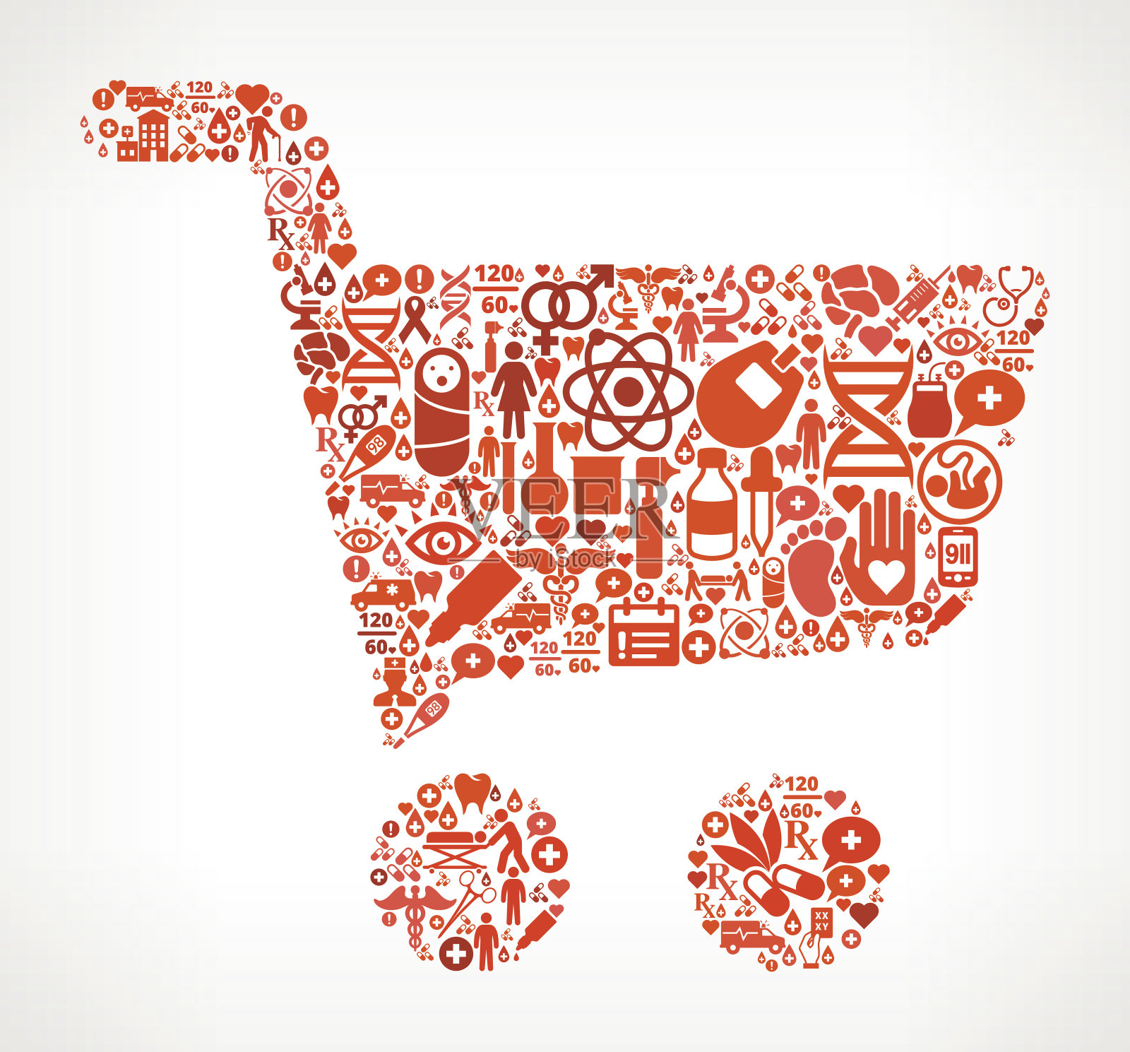 推车医疗保健和药品无缝图标模式插画图片素材