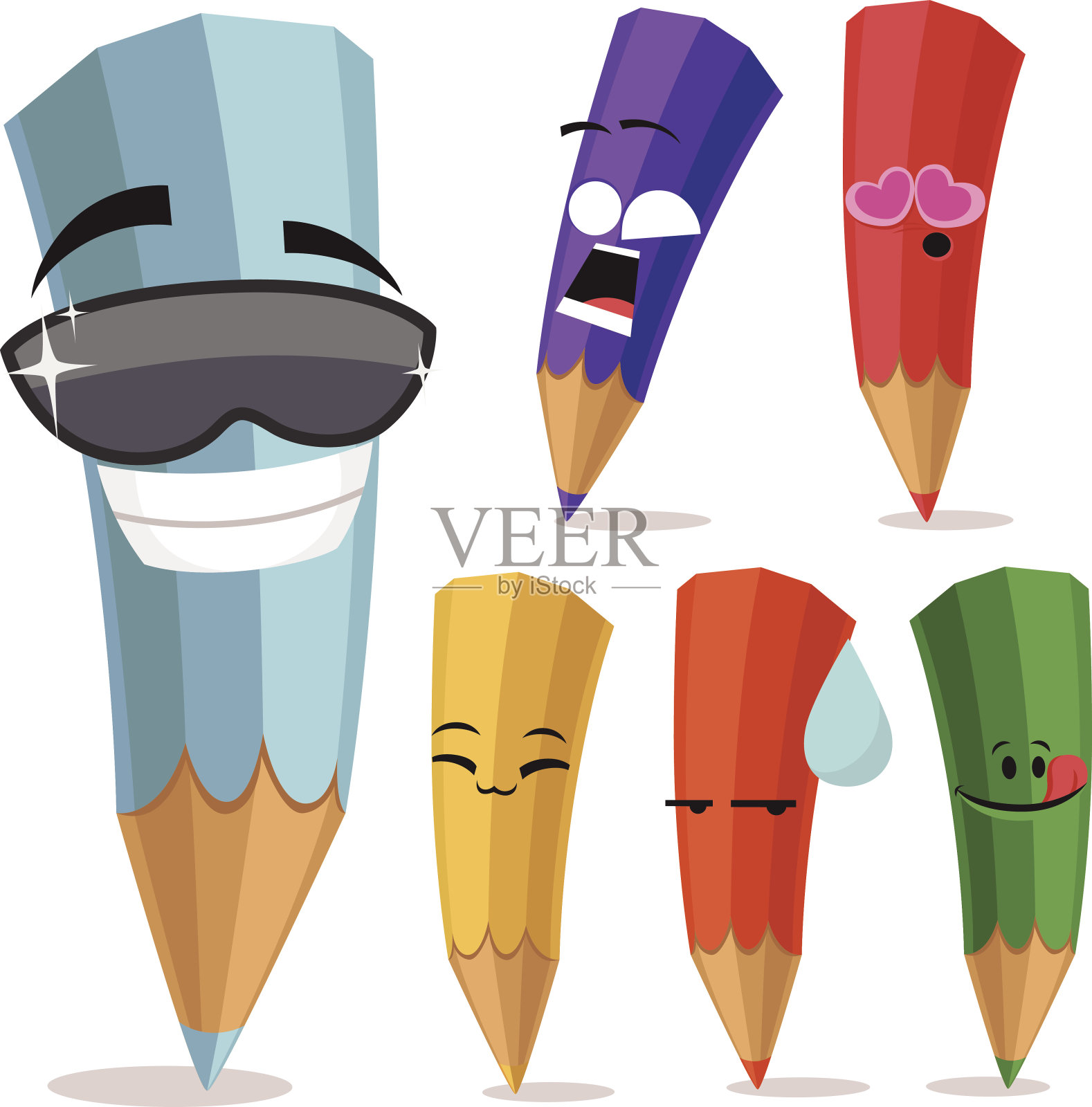 彩色铅笔卡通套装A插画图片素材