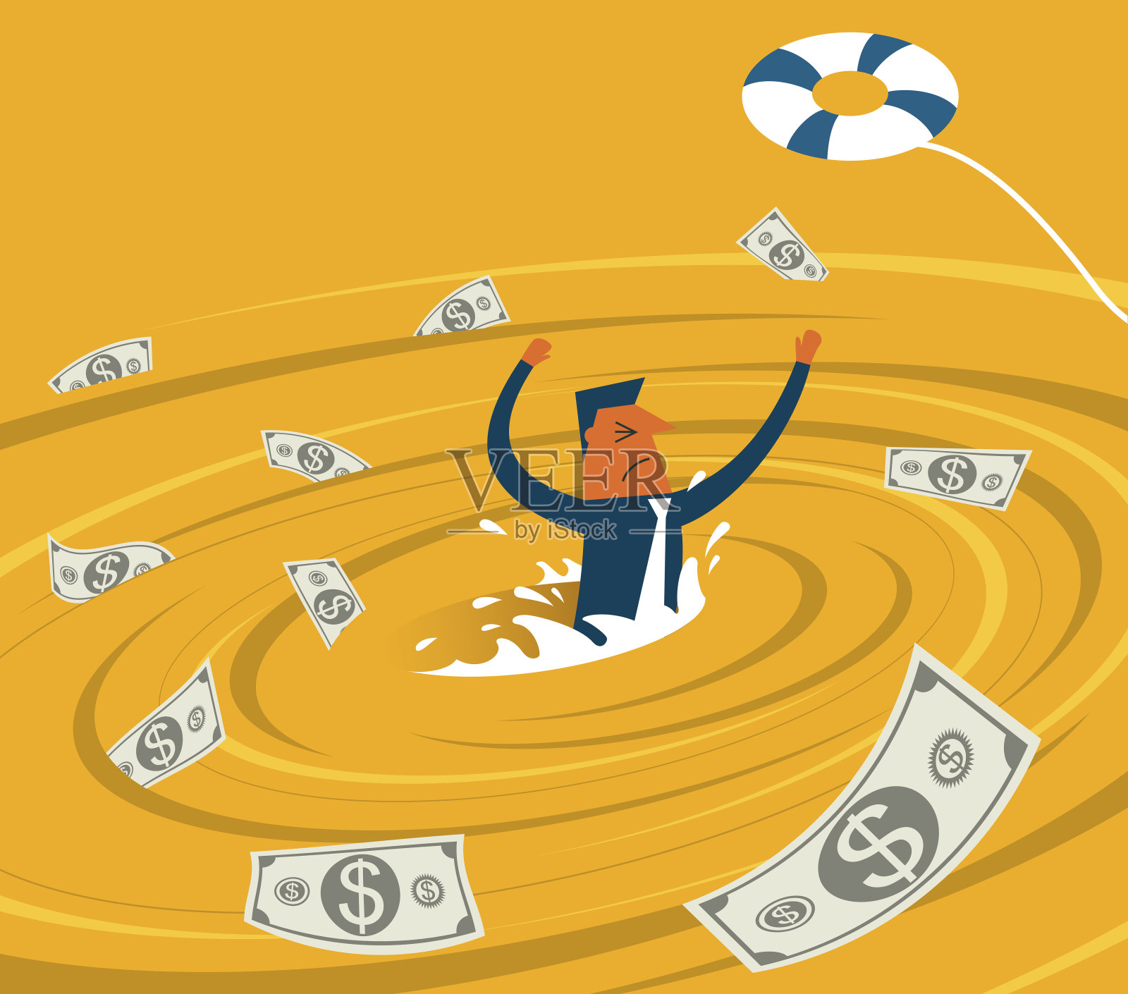 漩涡中的商人插画图片素材