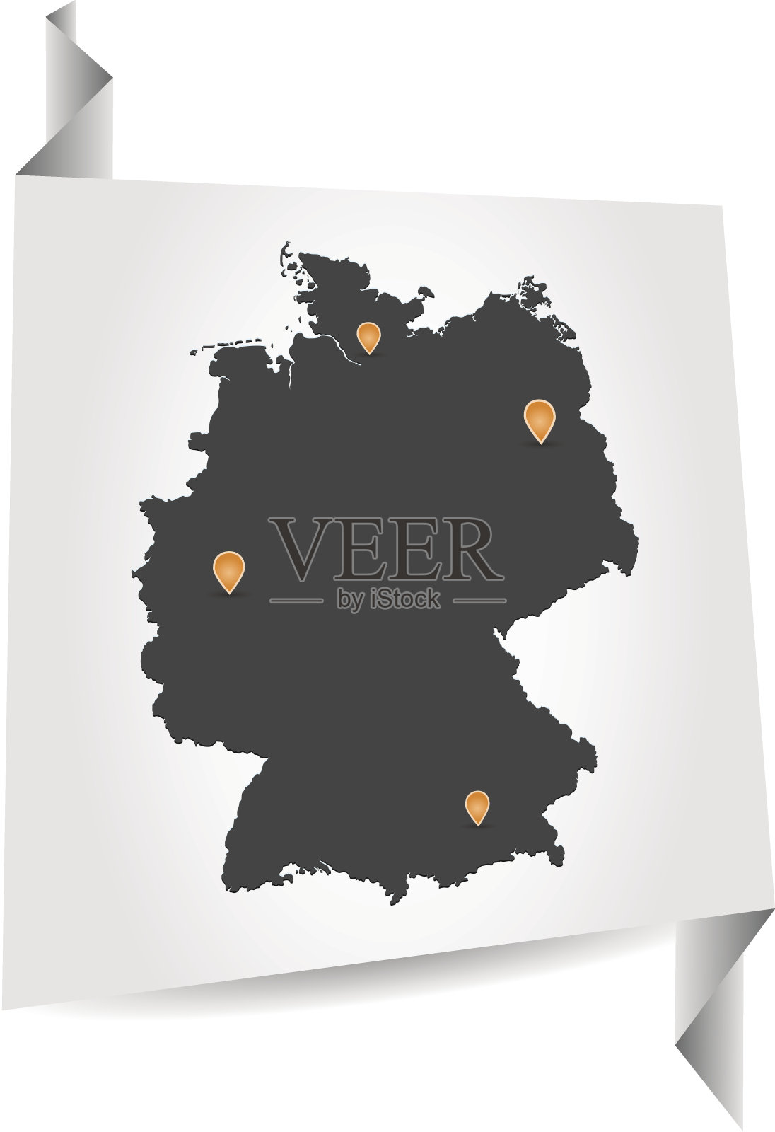 德国地图在白纸上用记号笔插画图片素材